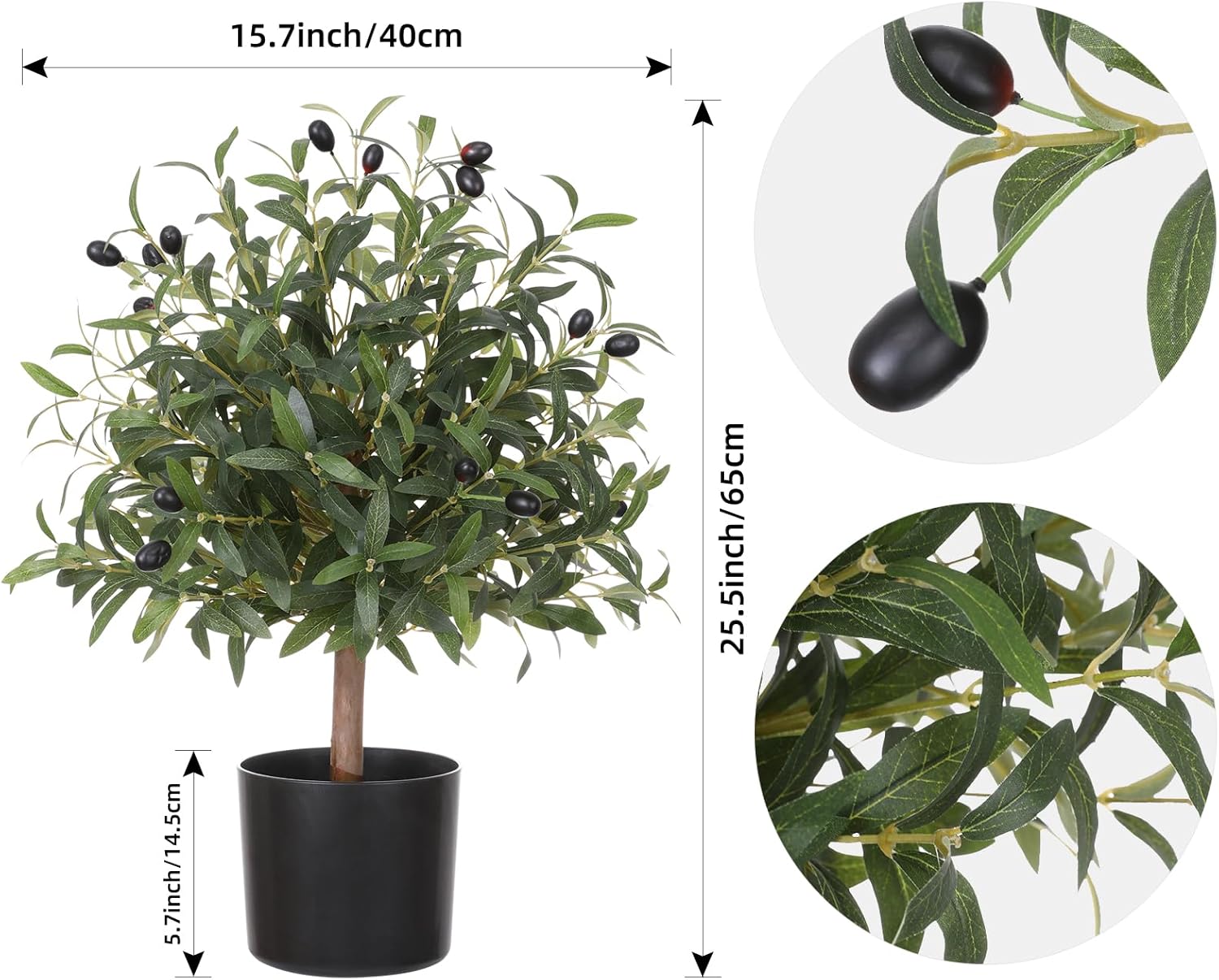 255 Inch Artificial Olive Topiary Ball Set of 2