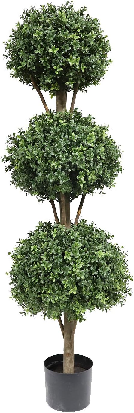 56 Inch Boxwood Triple Ball Artificial Topiary Tree