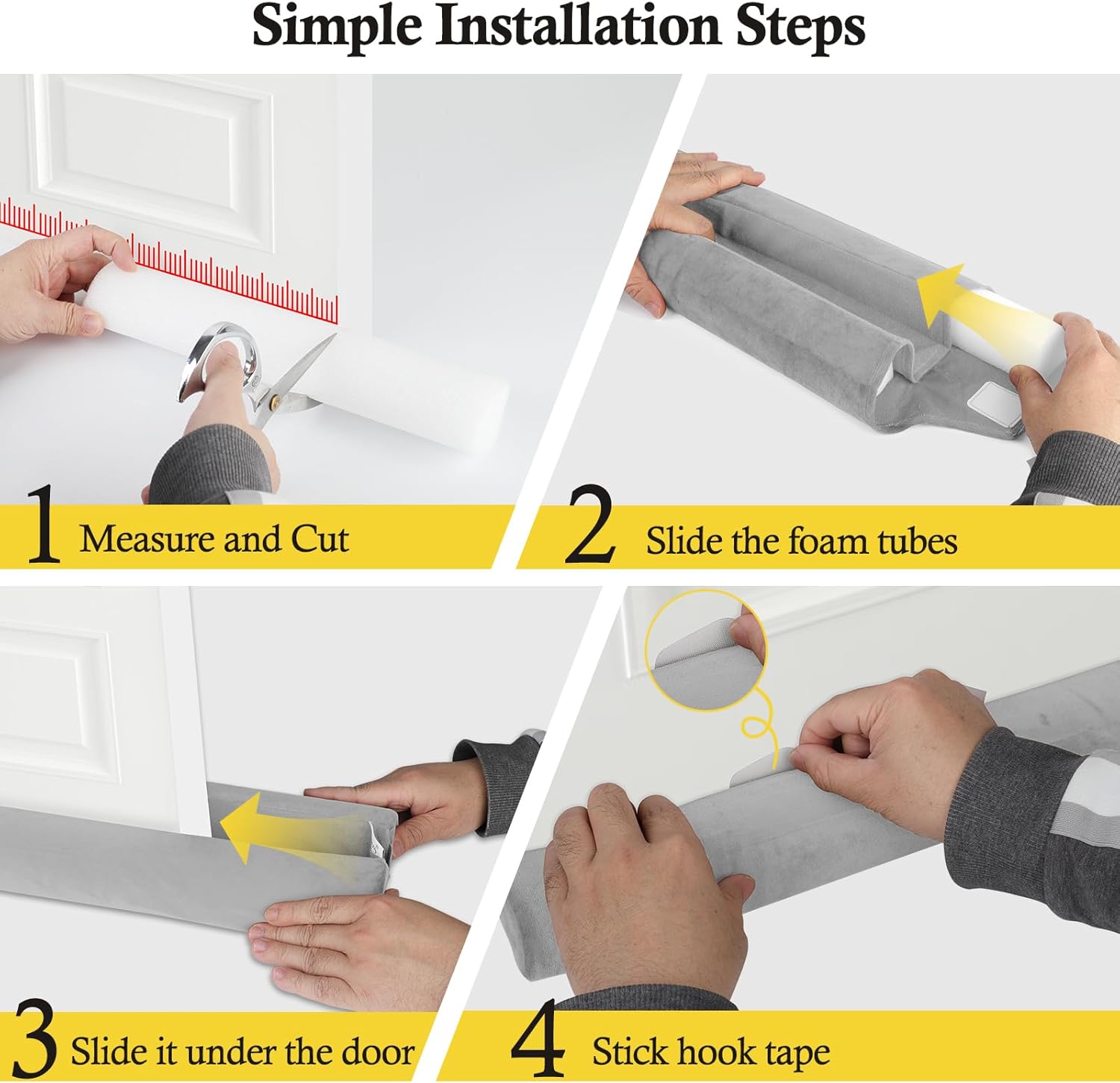 Fowong Door Draft Stopper 36 Inch Adjustable Soundproof Seal