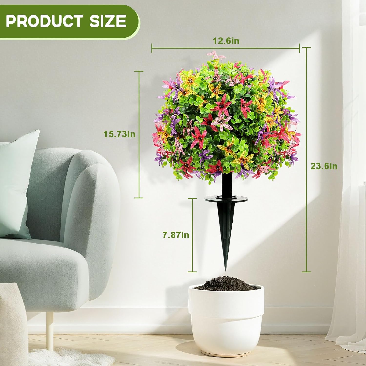 AXHJ 23 Inche Artificial Topiary Ball with Flowers