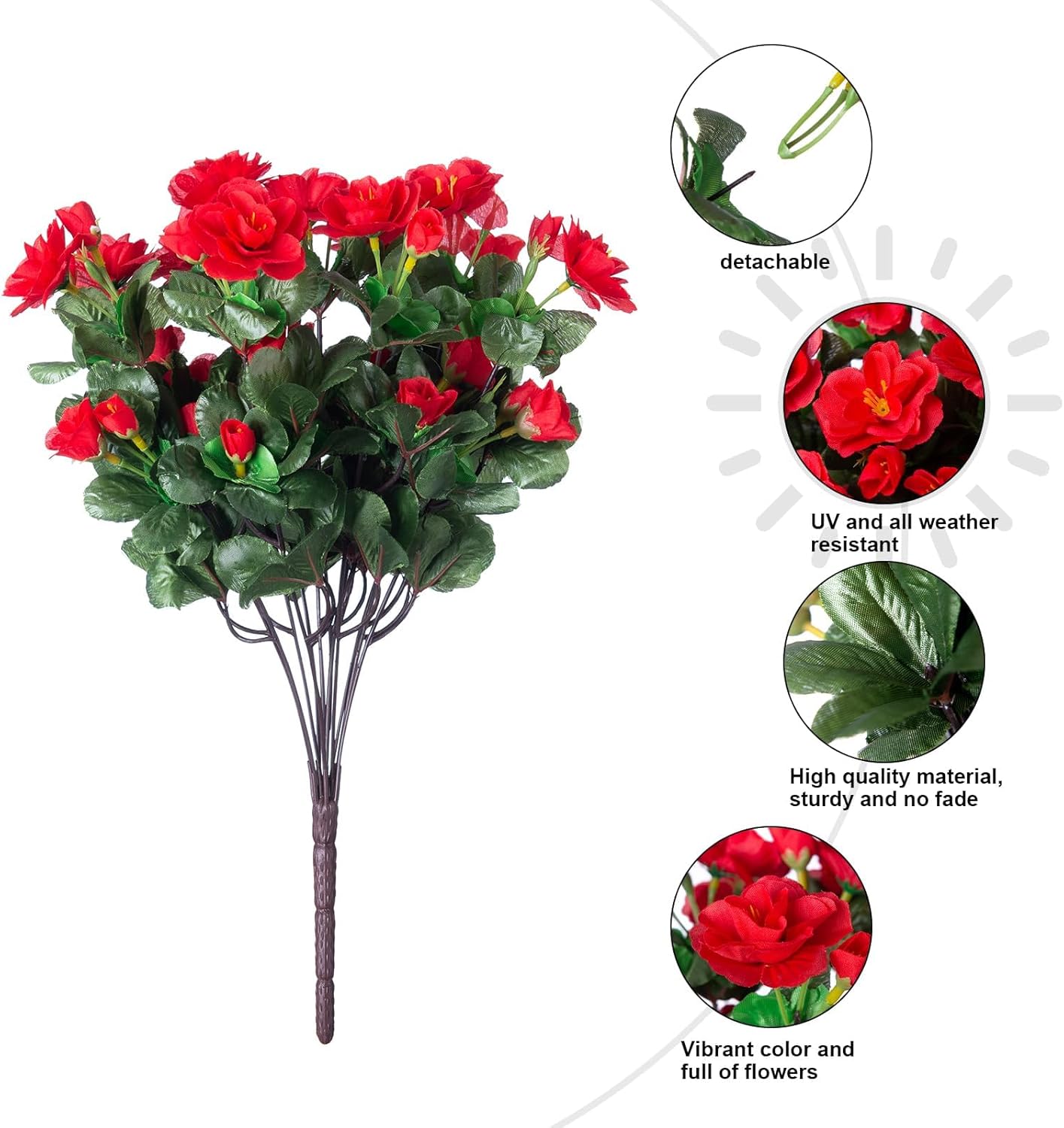 Faux Silk Red Camellia Flowers 3 Bundle Outdoor Decor
