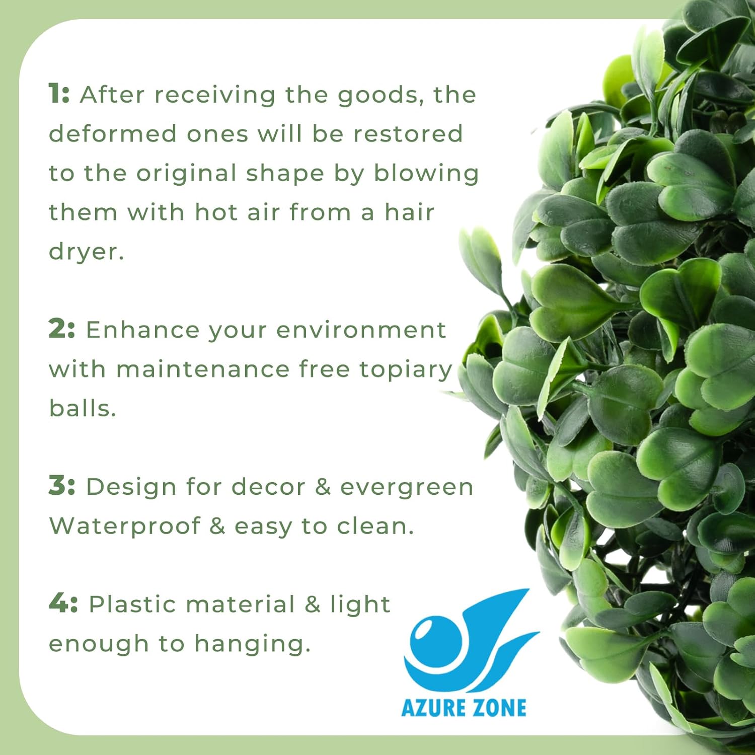 Azure Zone Pack of 6 4 Inch Artificial Boxwood Topiary Plants