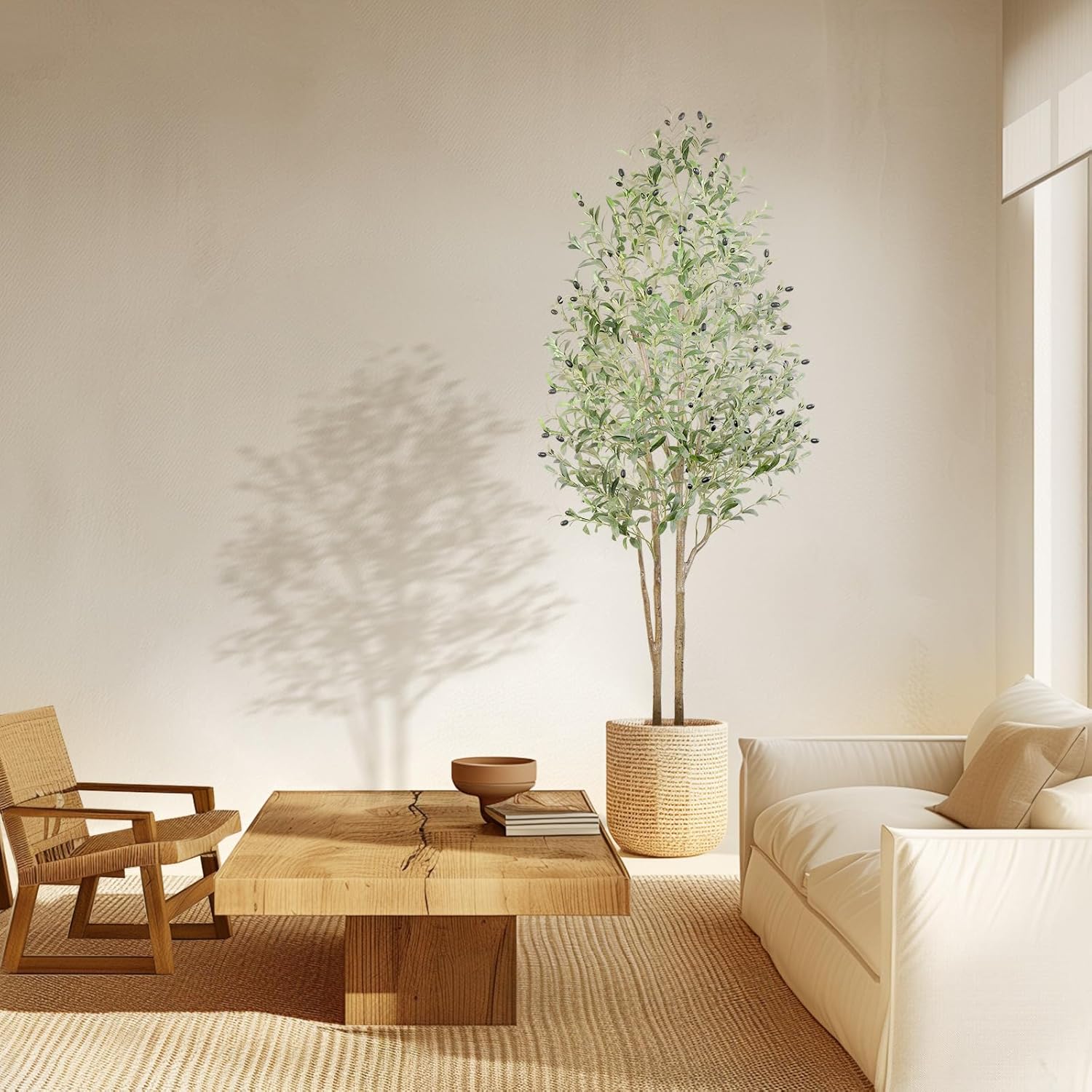 6ft Artificial Olive Tree with Natural Wood Trunk and Lifelike Fruits