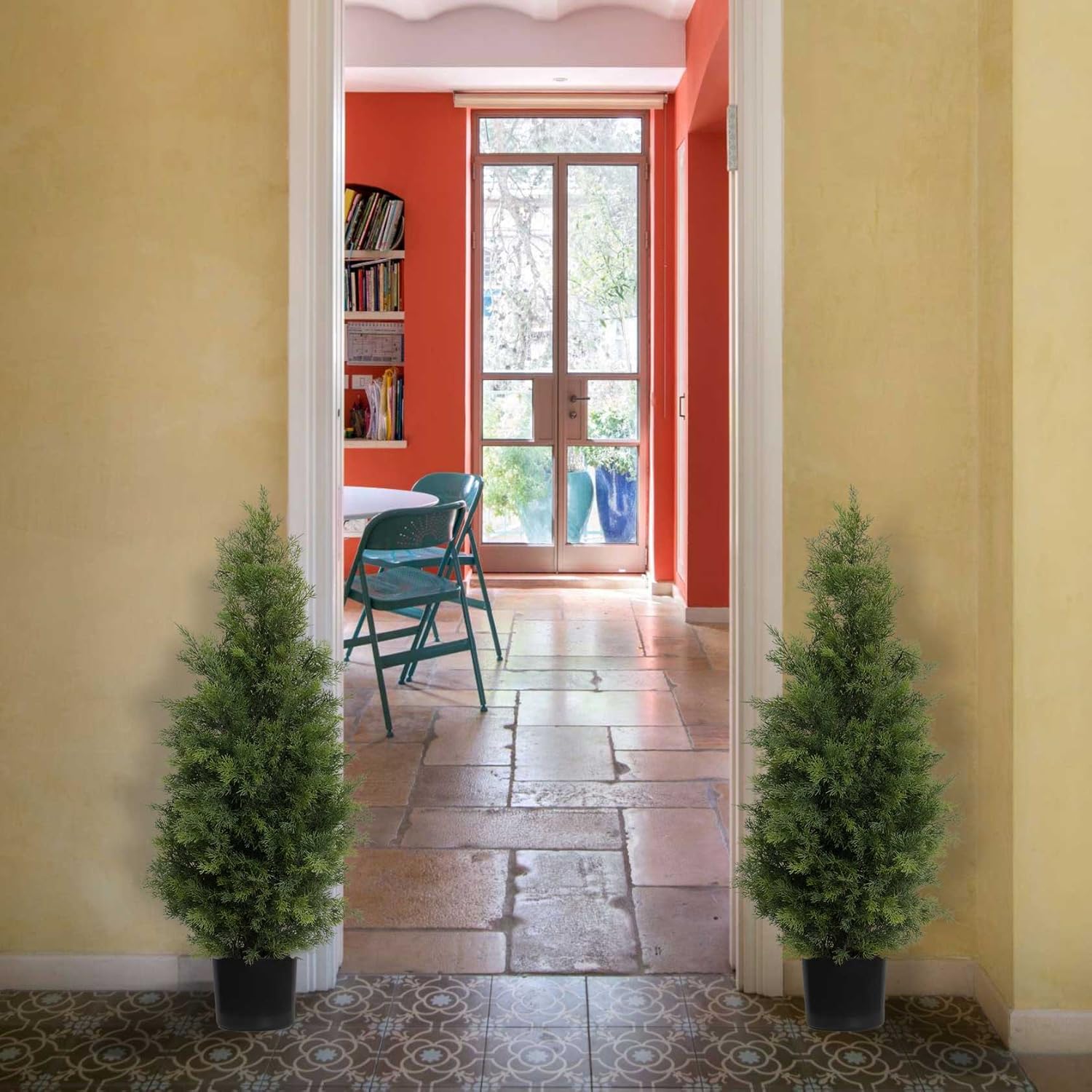 Aveyas 3 Ft Artificial Cedar Topiary Trees Set of 2