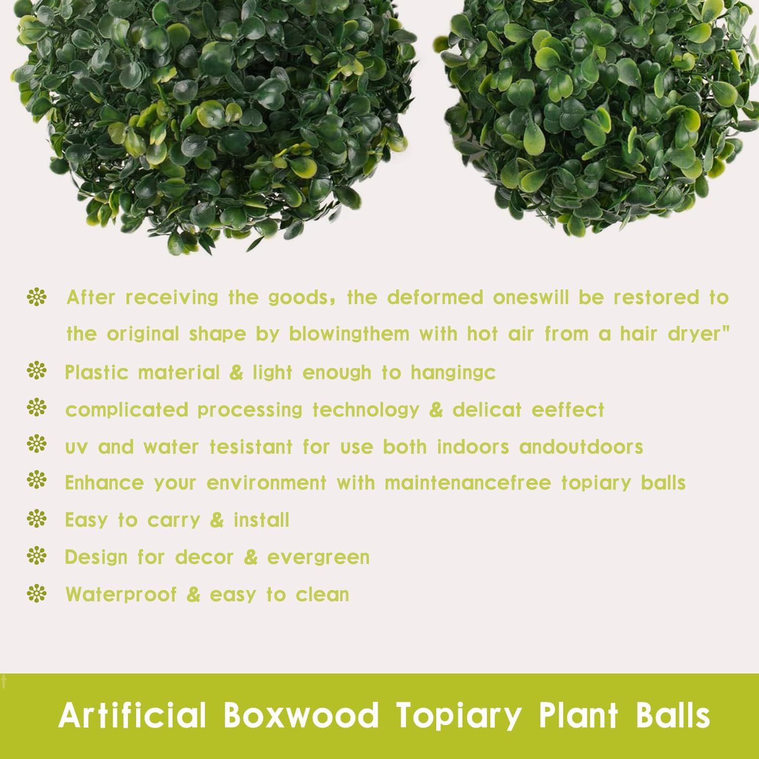 AUEAR Artificial Boxwood Topiary Balls 6 Inch 7 Inch 2 Pack
