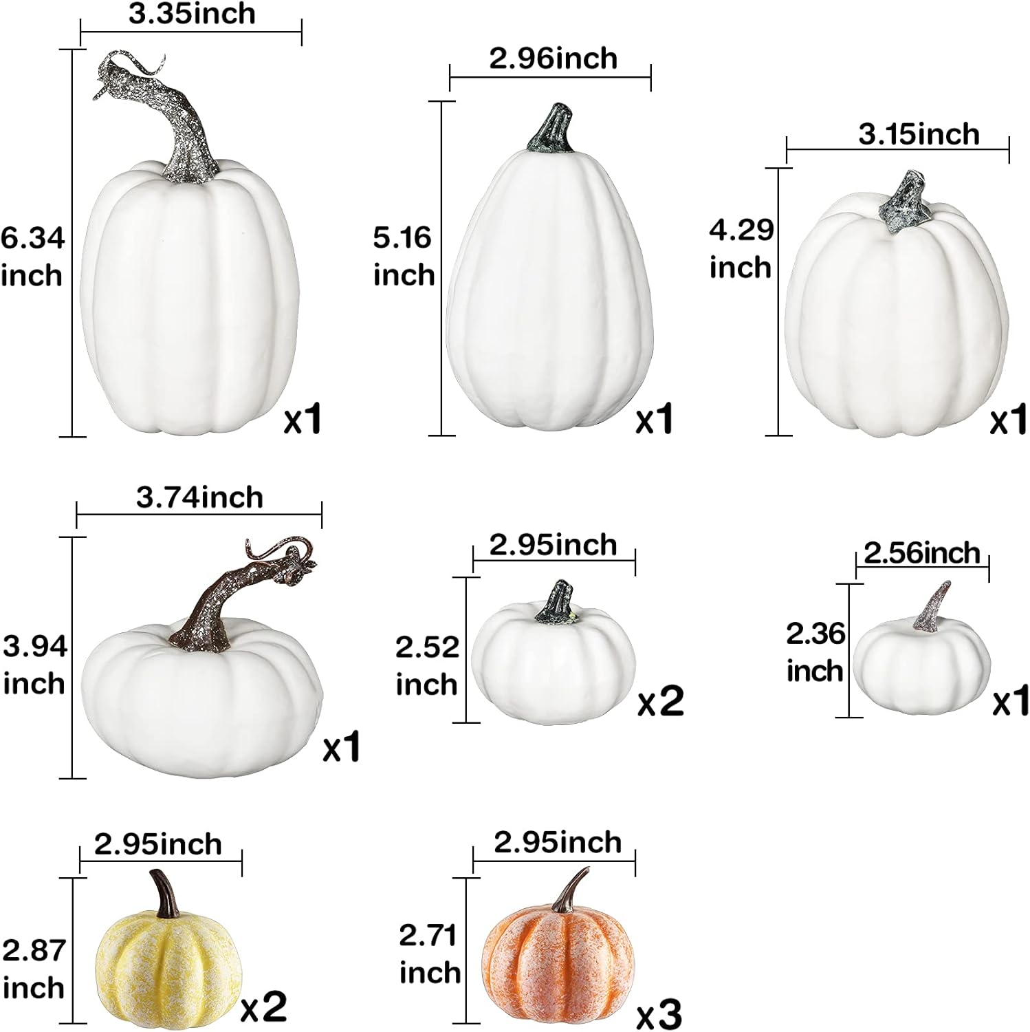 DearHouse 12 Pcs Artificial Pumpkins Fall Decoration Set