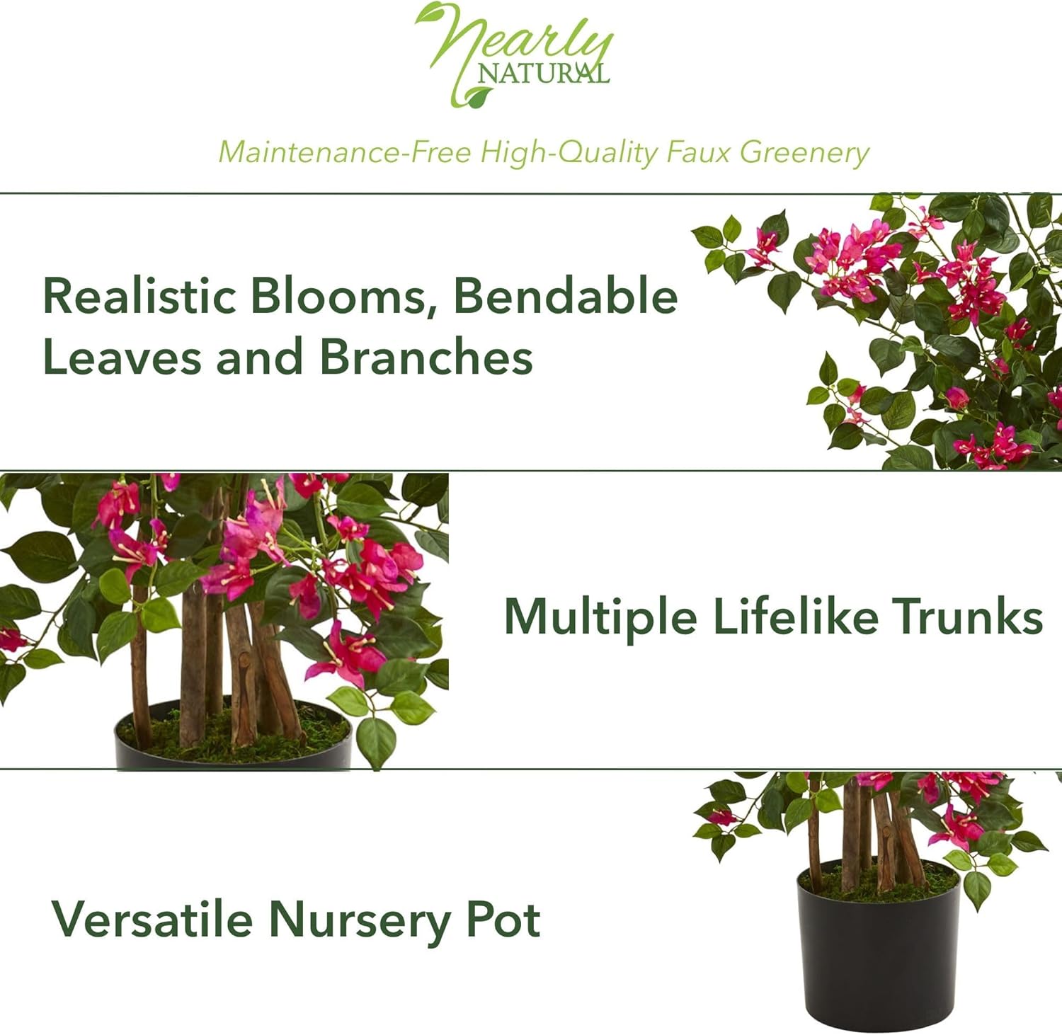 Nearly Natural 42in Bougainvillea Artificial Tree 1