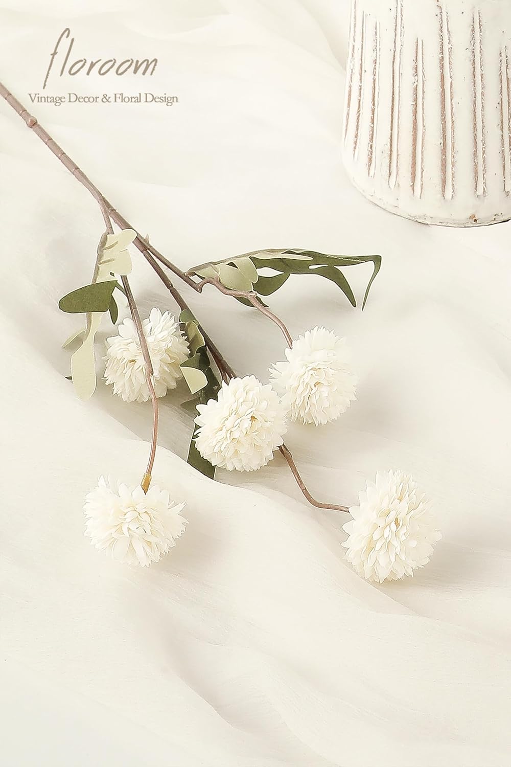 Floroom 5pcs Faux Silk Pompon Mums Artificial Flowers