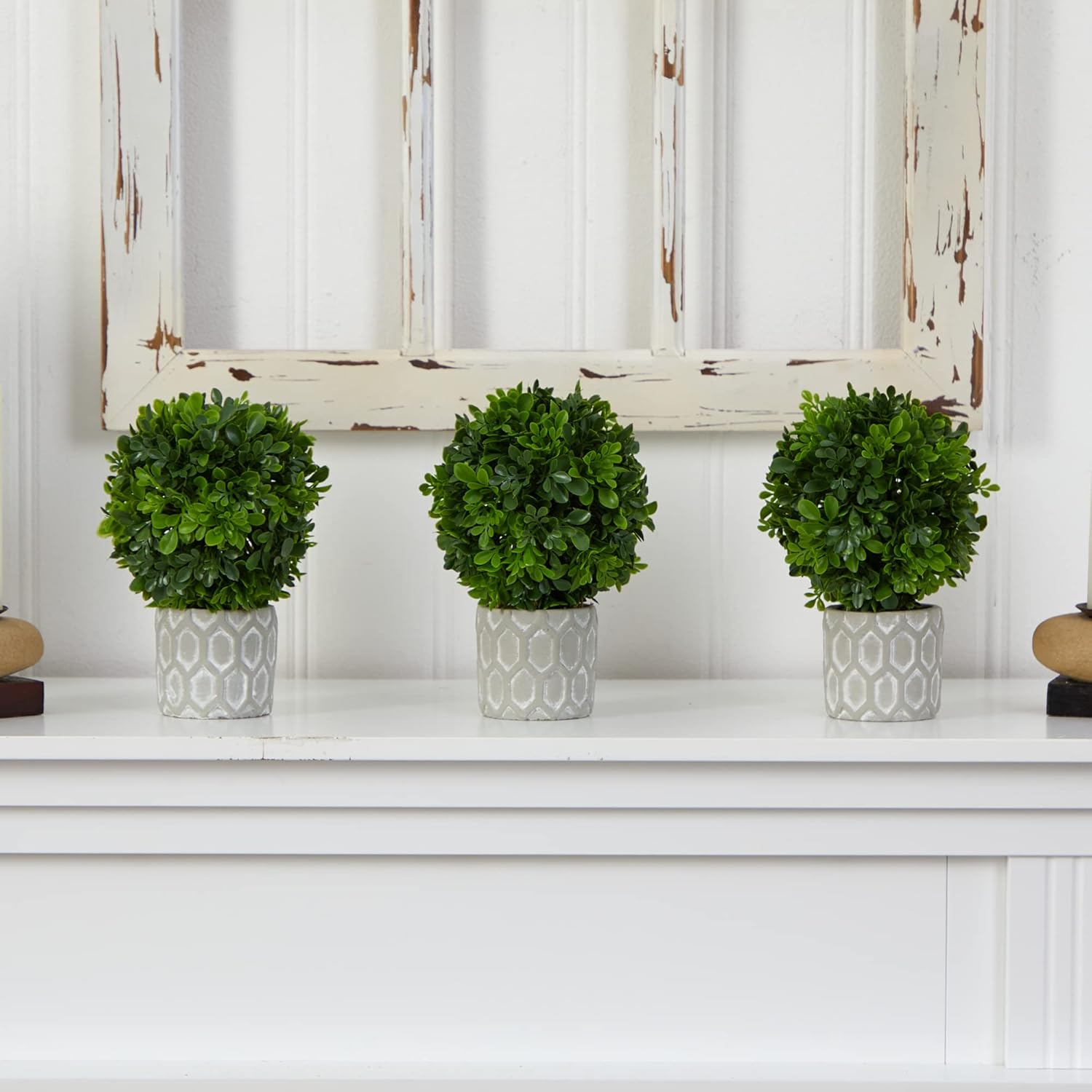 Nearly Natural 9in Boxwood Artificial Mini Topiary Set of 3