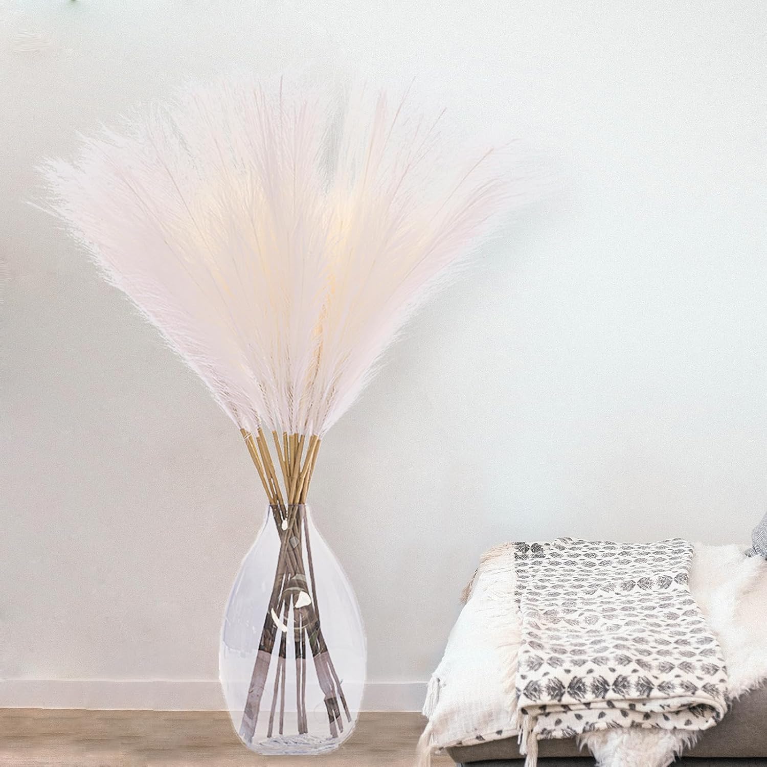 38 Inch 10 Stems White Pampas Grass Decor