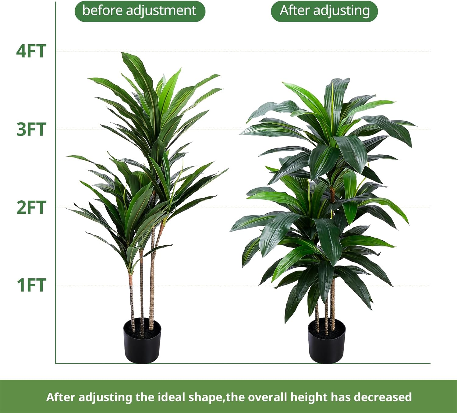 YEPDIN Artificial Dracaena Tree 4FT Indoor Decor