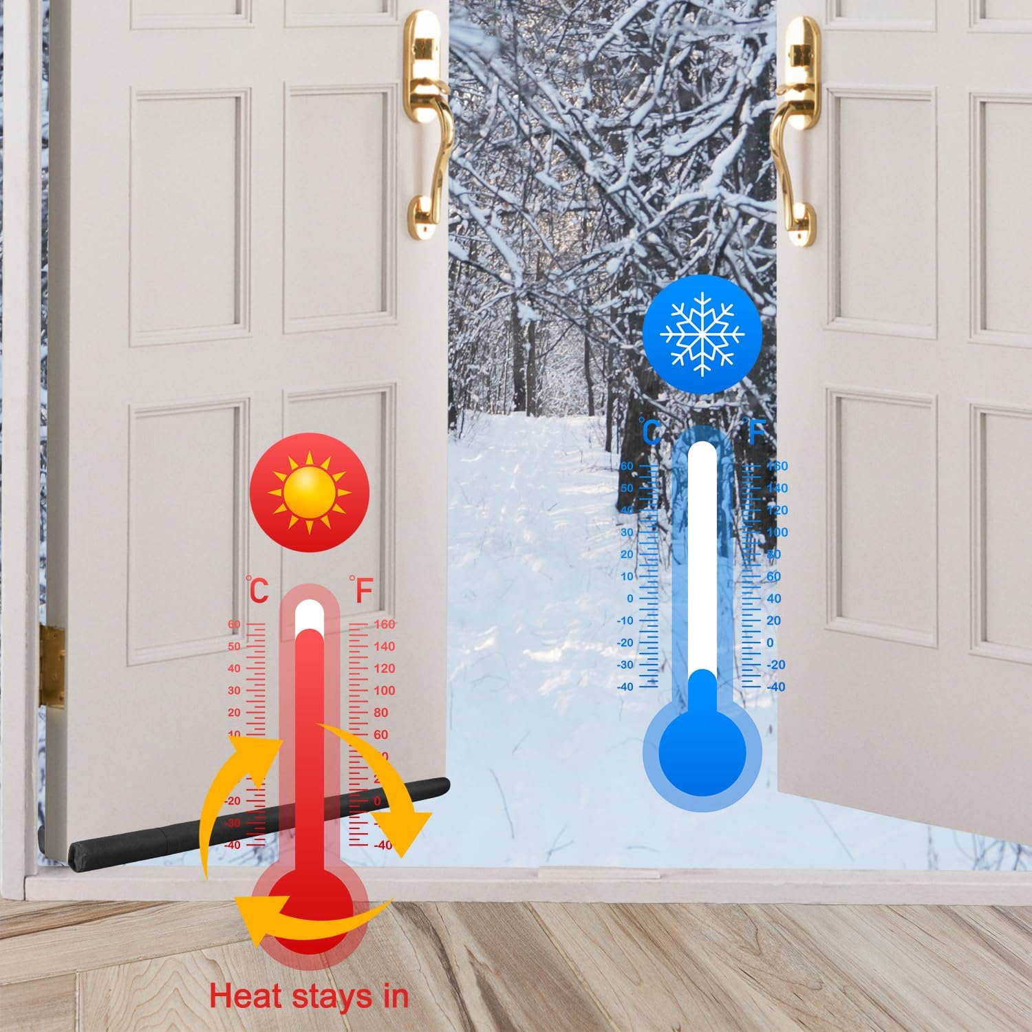 2 Pack Large Door Draft Stopper 36 Inch Adjustable