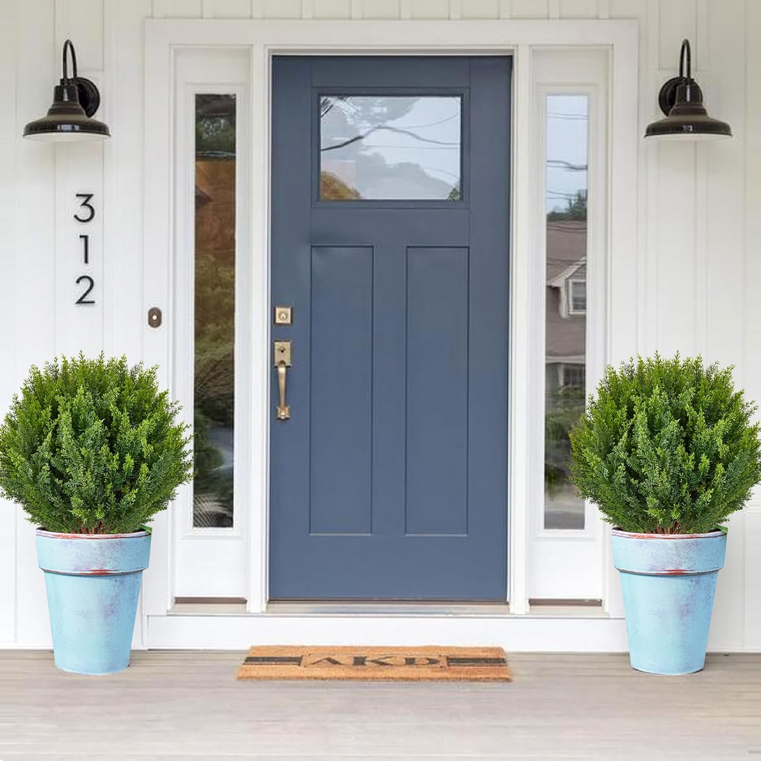 Artificial Cedar Topiary Tree with 2 Planting Stakes 158 Inch