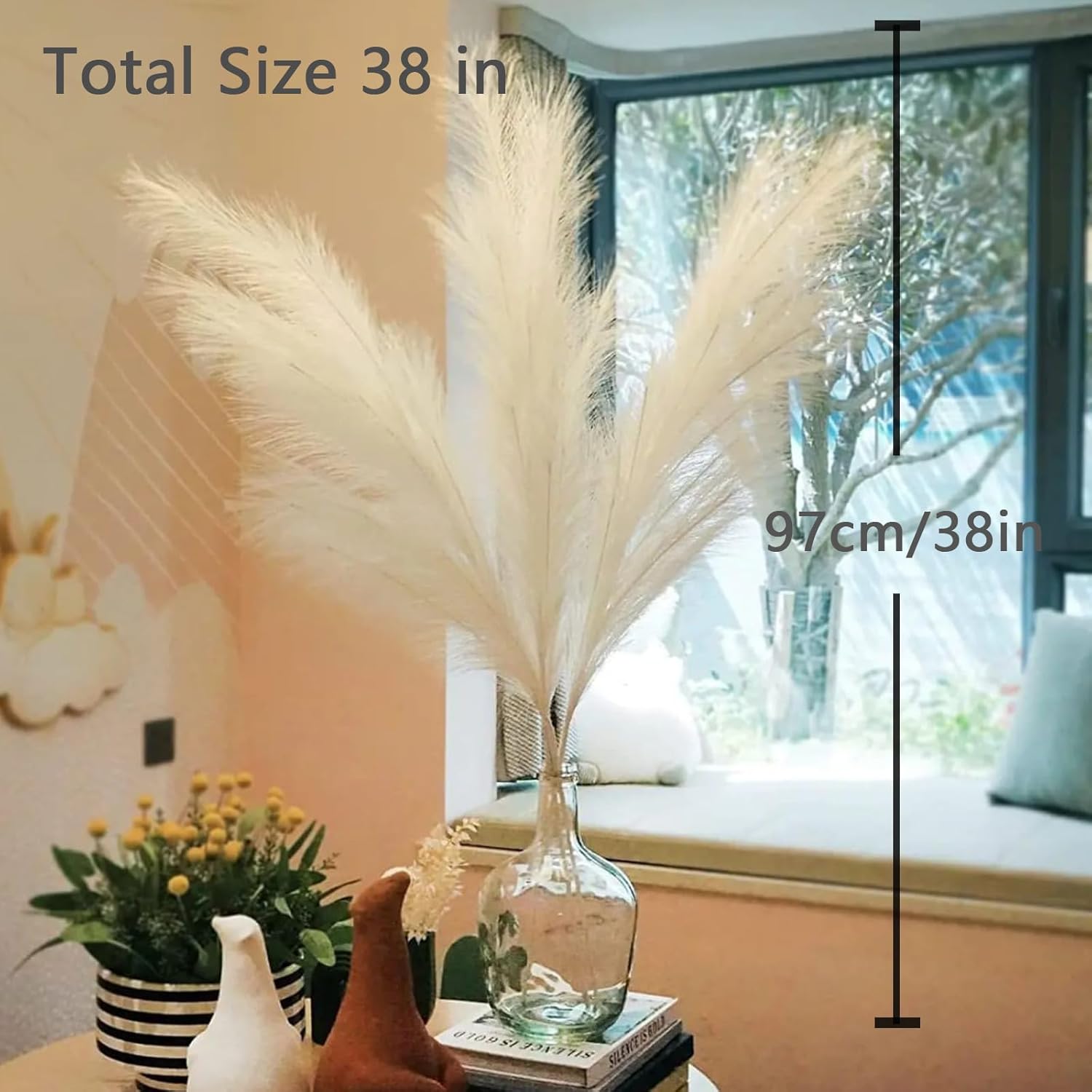 38 Inch 10 Stems White Pampas Grass Decor