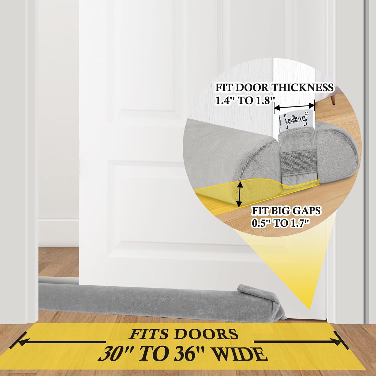Fowong Door Draft Stopper 36 Inch Adjustable Soundproof Seal