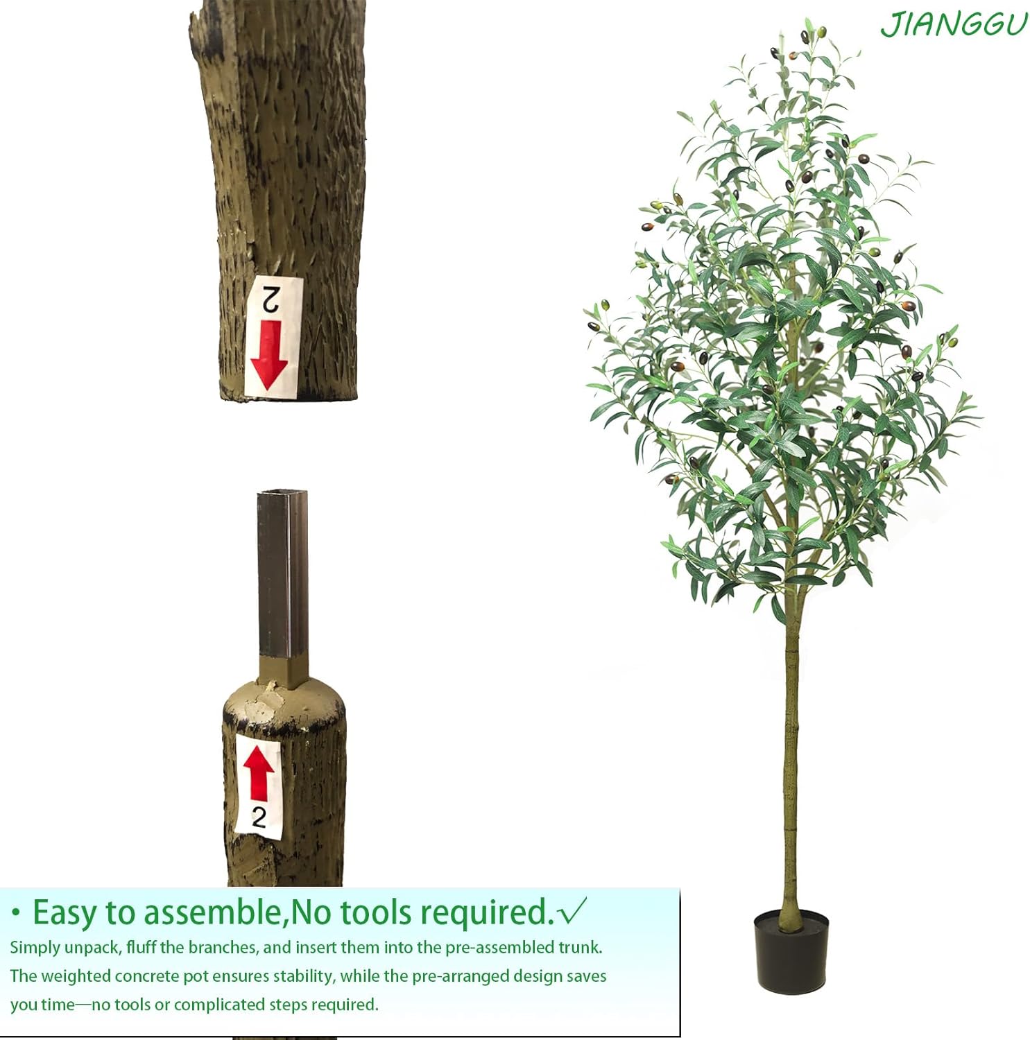 6FT Adjustable Fake Olive Tree for Home Office Decor