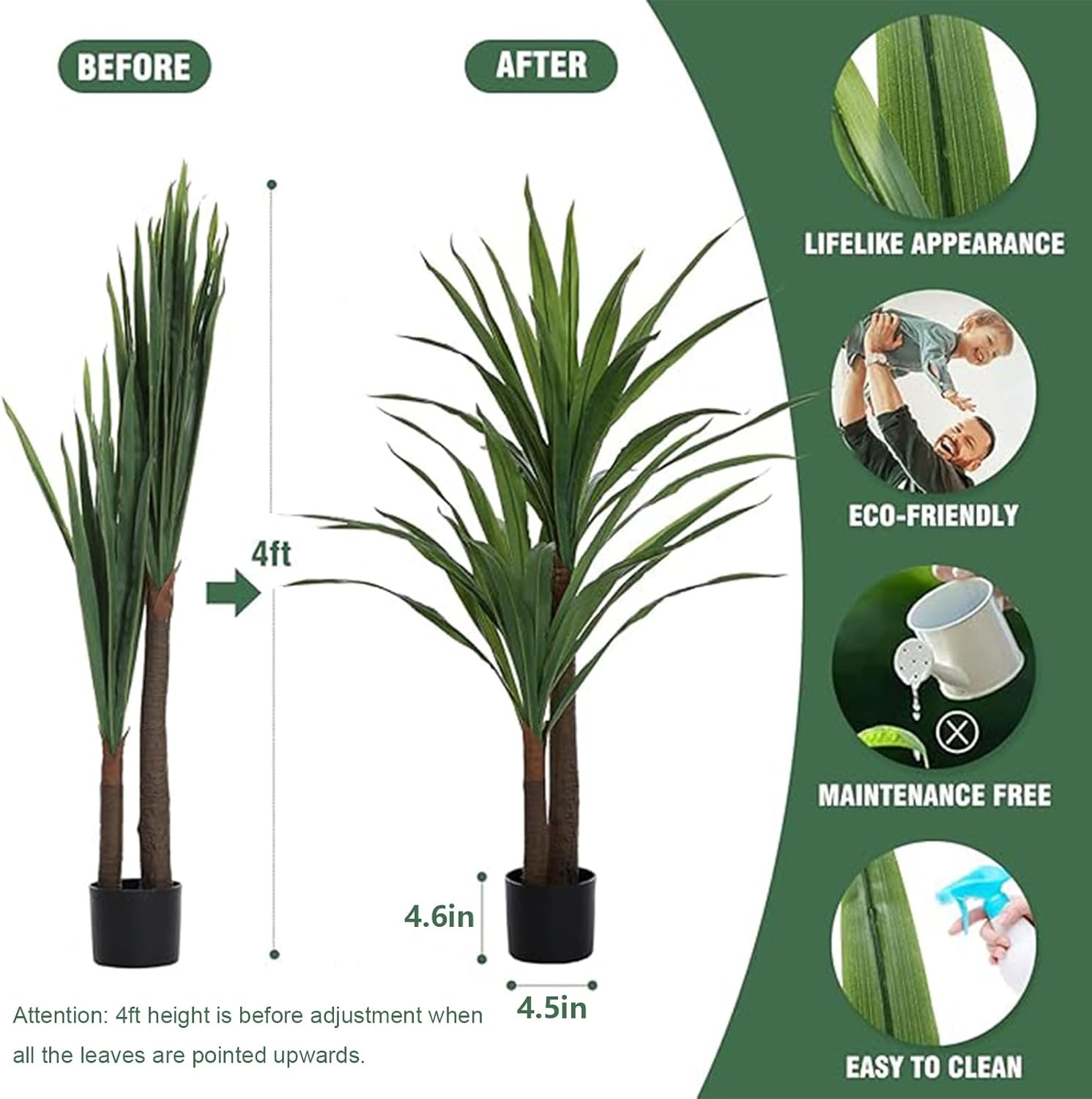 FLOWORLD 4ft Tall Artificial Dracaena Plant