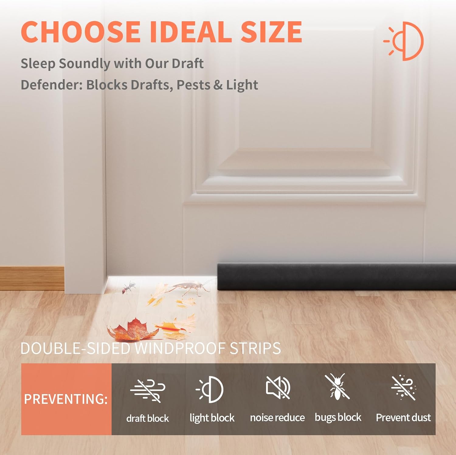 BKSAI Upgraded Door Draft Stopper 28-32in Black