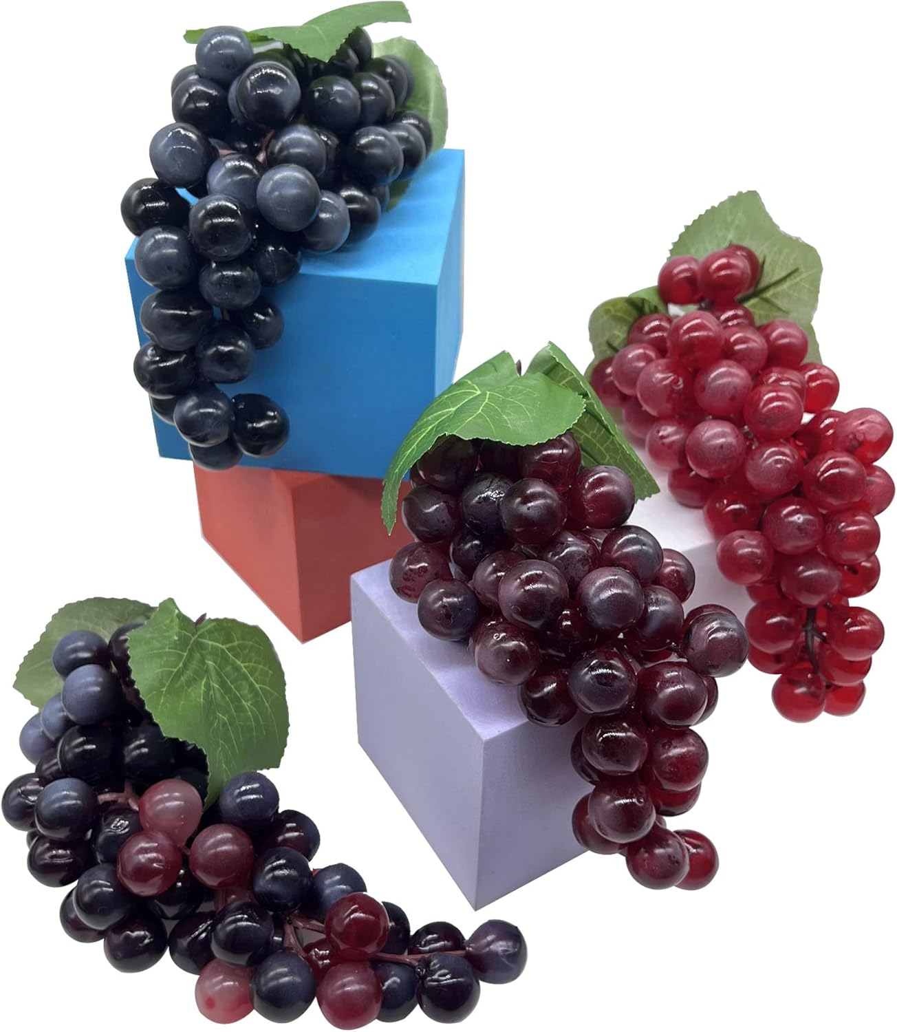 Woohome 4 Bunches Artificial Grapes with Vines