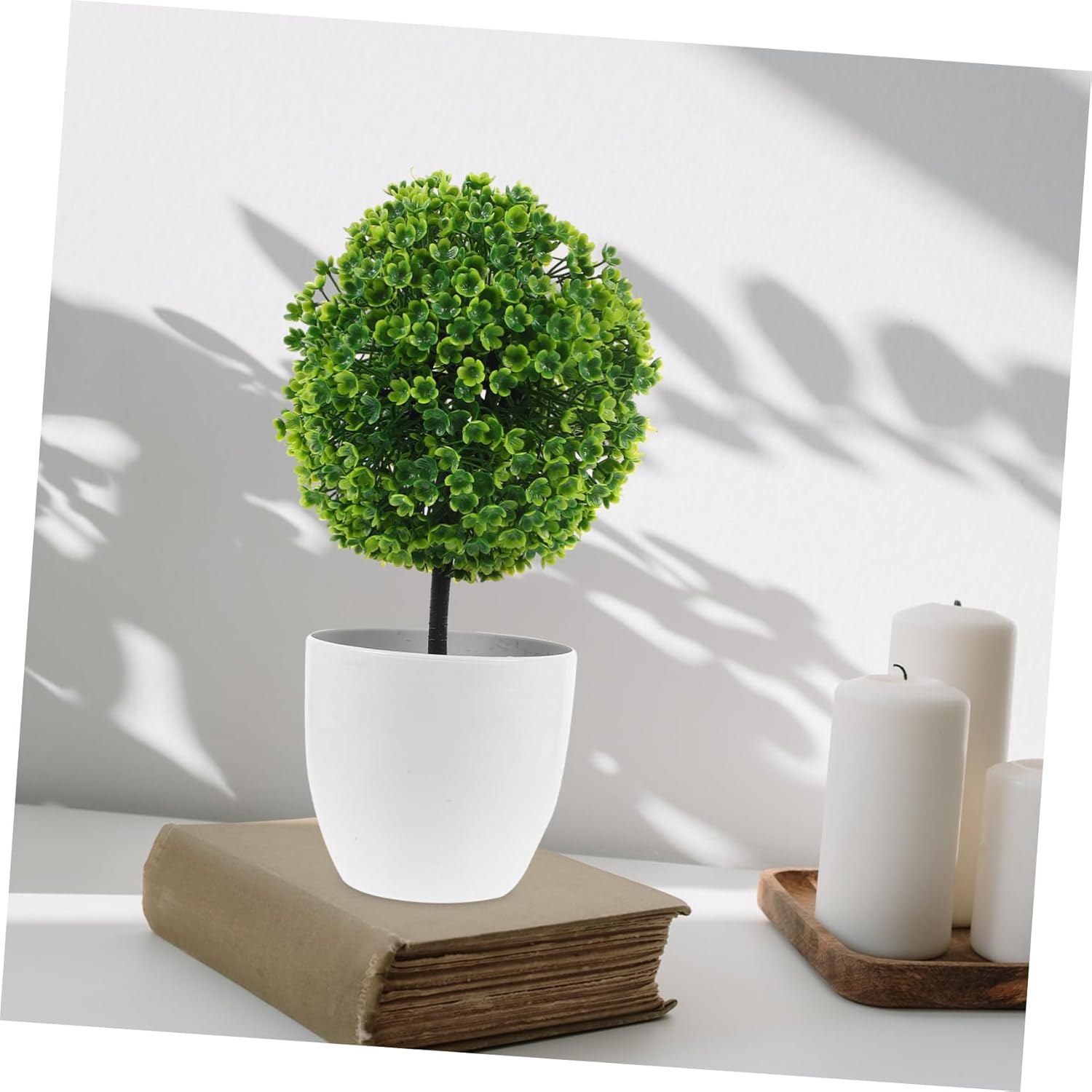 2Pcs Green Plastic Flower Ball Artificial Topiary Decor