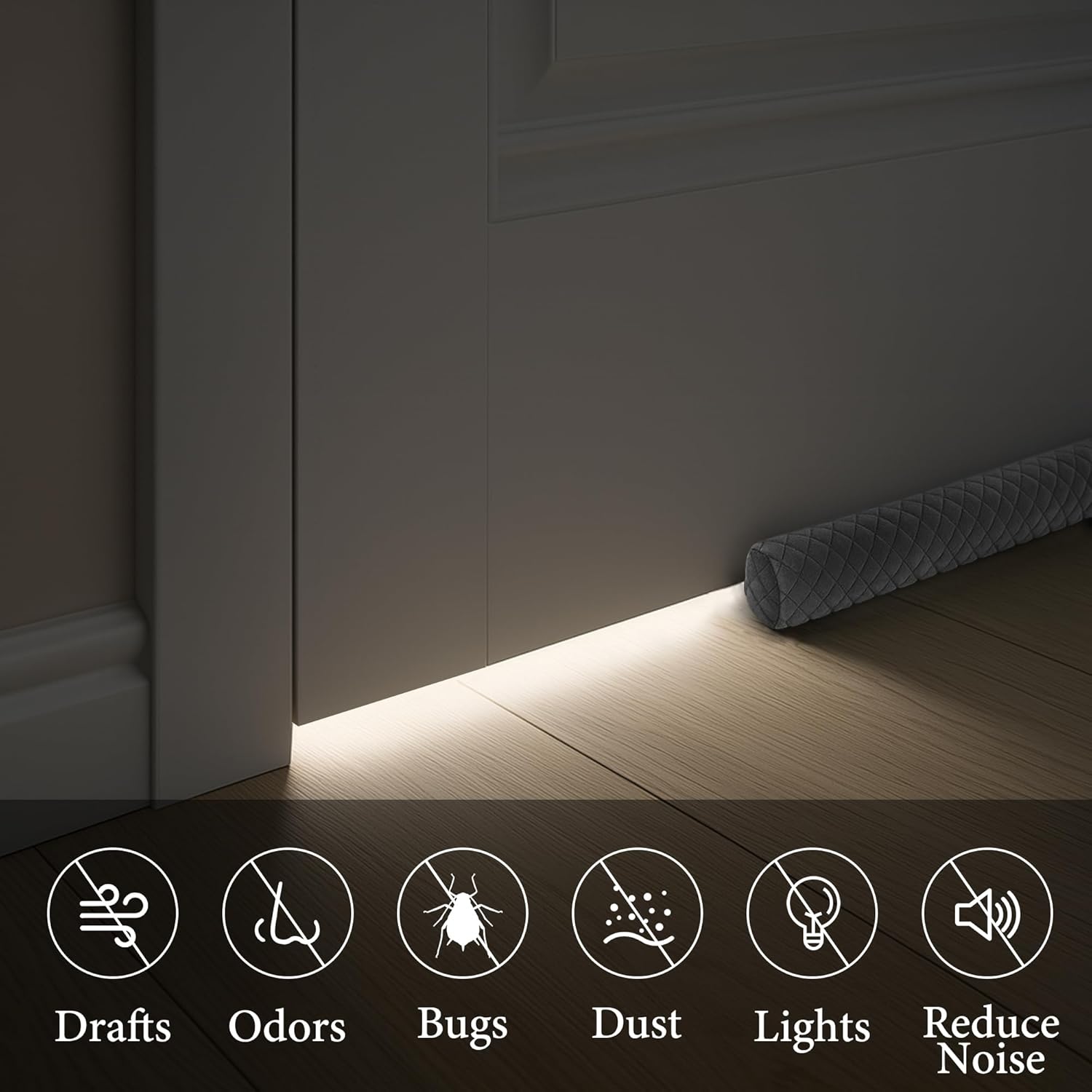 Premium Velvet Door Draft Stopper 30 to 36 Adjustable