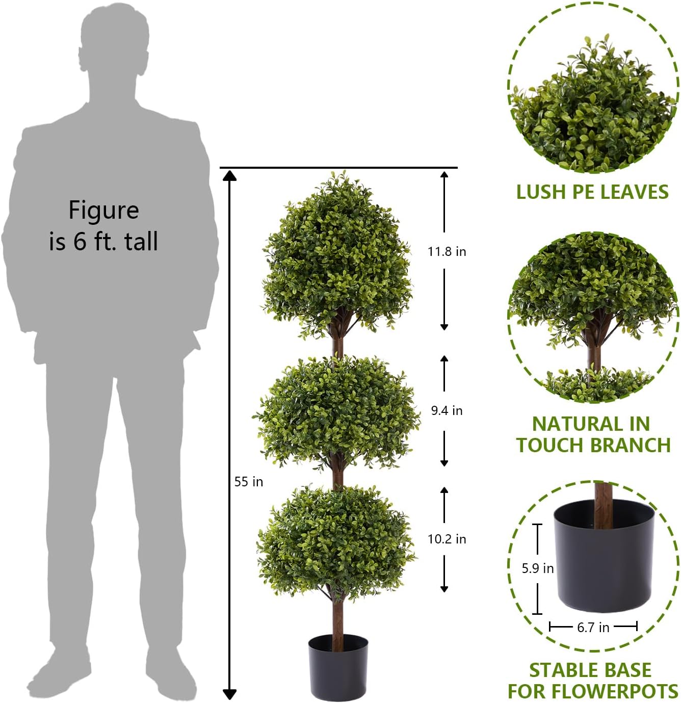 THE BLOOM TIMES 55 Artificial Topiary Set of 2
