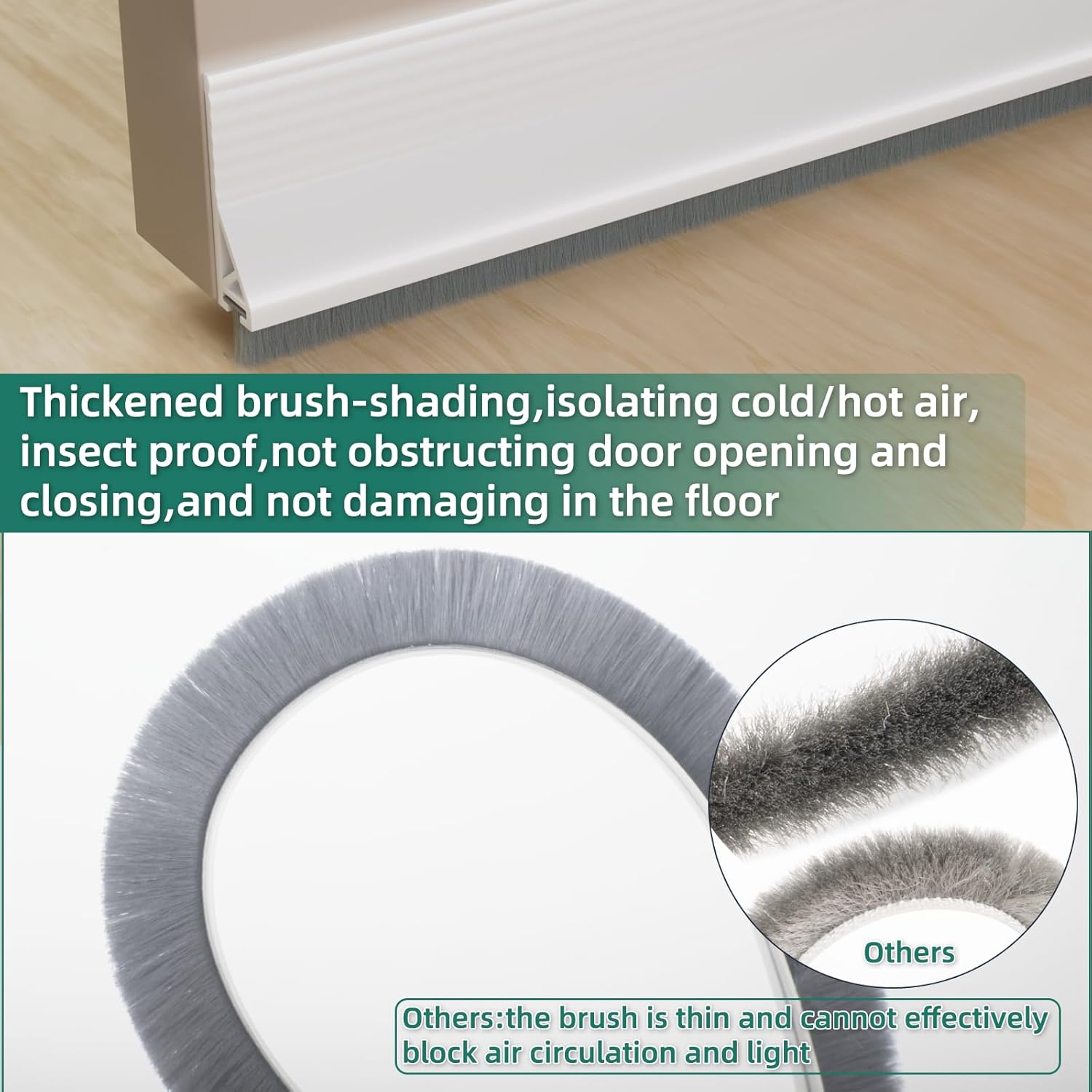 Vannesse Door Draft Stopper with Brush 39 Inch 2 Pack