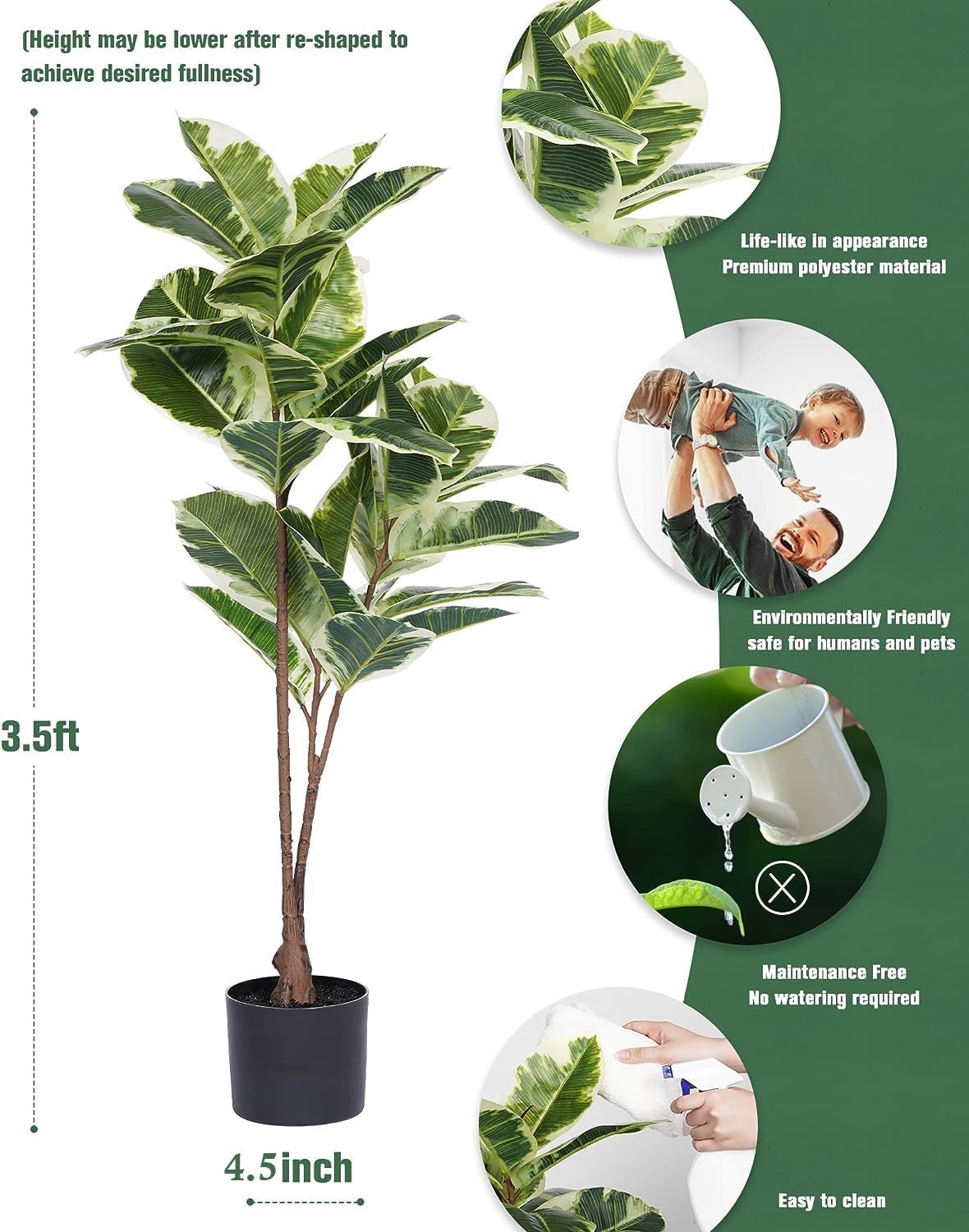 Floworld 43in Tall Artificial Ficus Tree with Pot