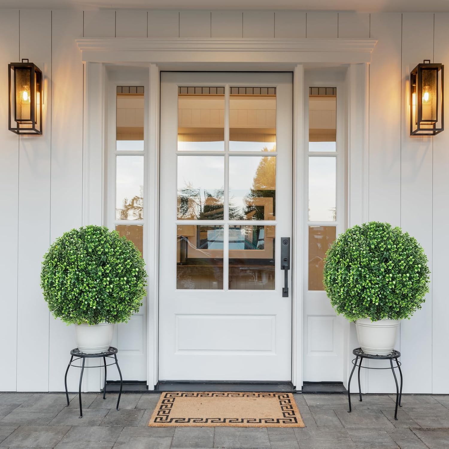256 Inch Artificial Boxwood Topiary Ball Trees 2 Pack