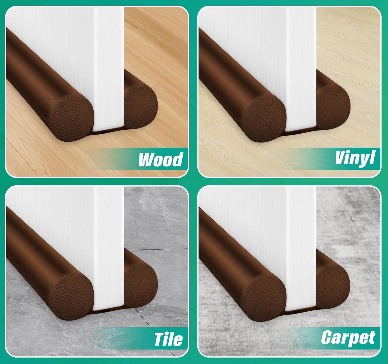 MAXTID Brown Door Draft Stoppers Adjustable 32-38 Inch Double Sided
