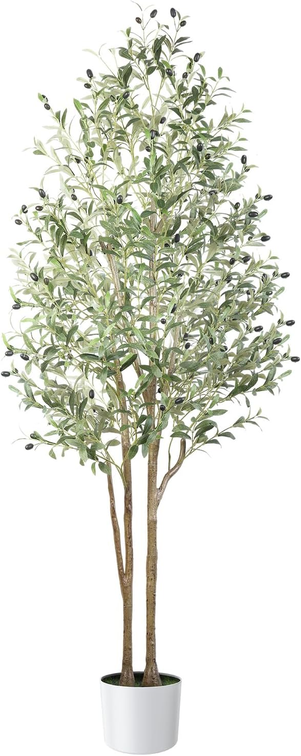 6ft Artificial Olive Tree with Natural Wood Trunk and Lifelike Fruits