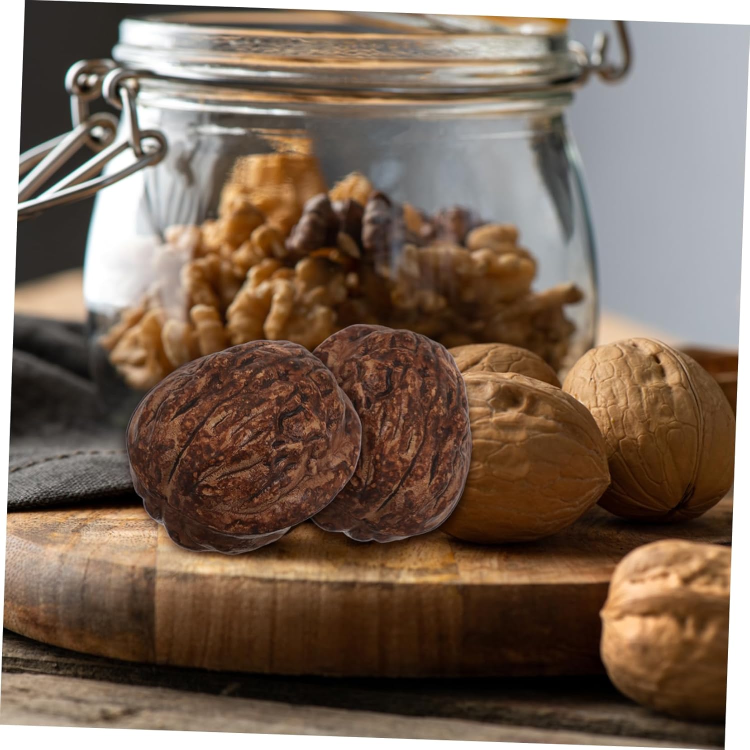 Cabilock 24pcs Lifelike Walnut Artificial Decoration