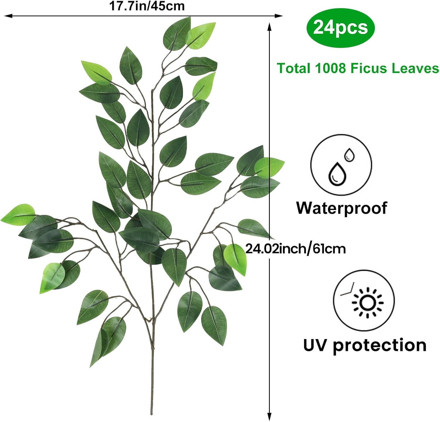 GTIDEA 24PCS Artificial Ficus Branches for DIY Decorations 1