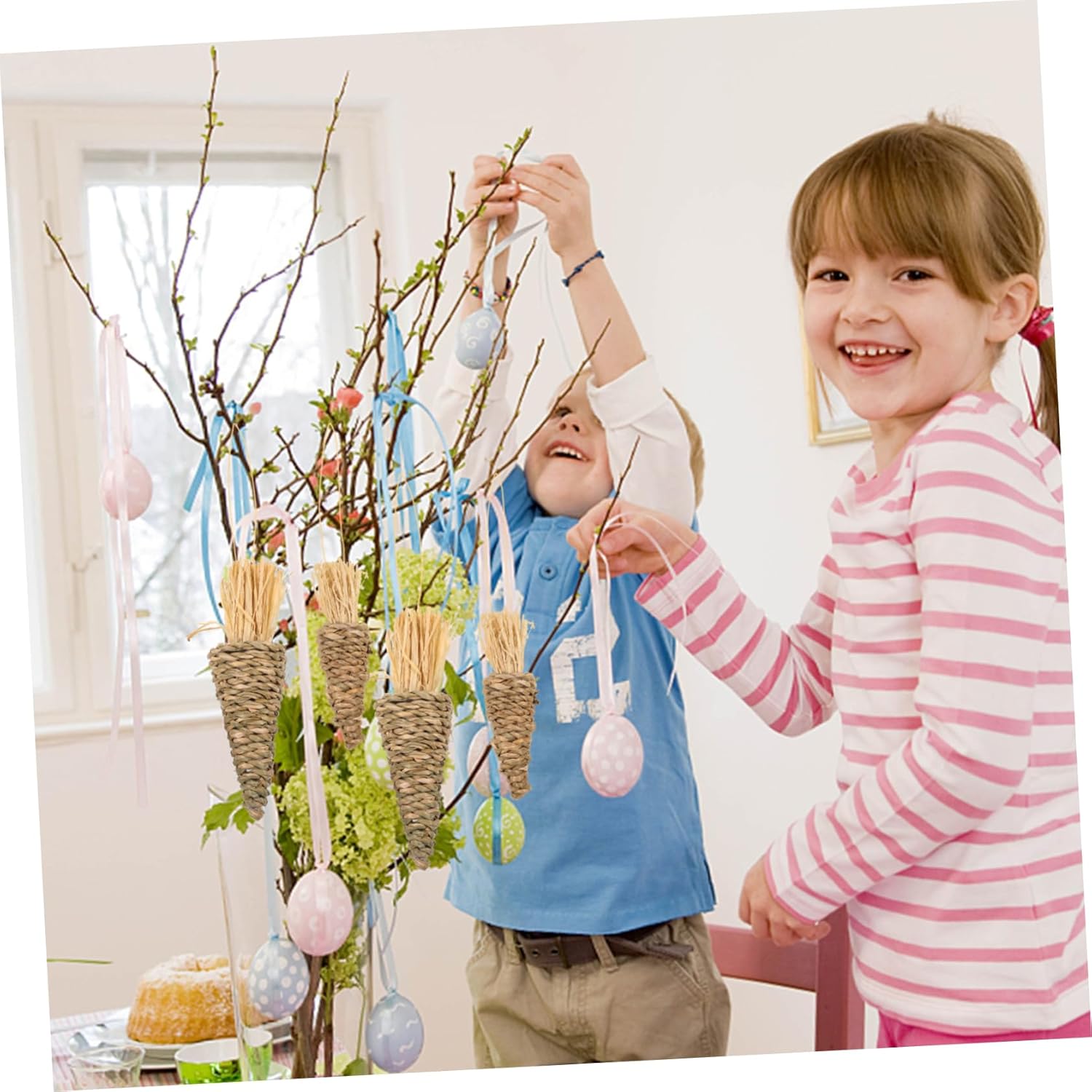 LIFKOME 8pcs Woven Carrot Hanging Easter Decor