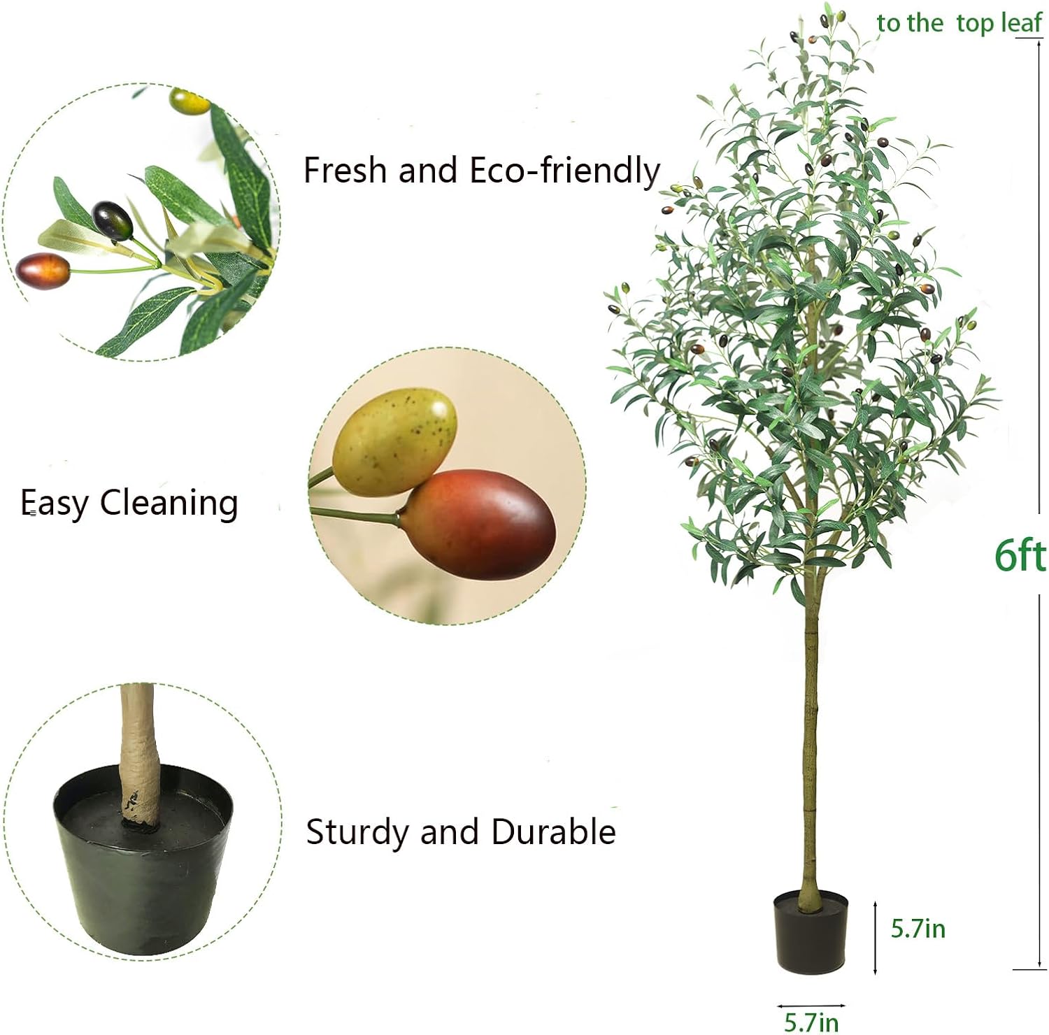 6FT Adjustable Fake Olive Tree for Home Office Decor