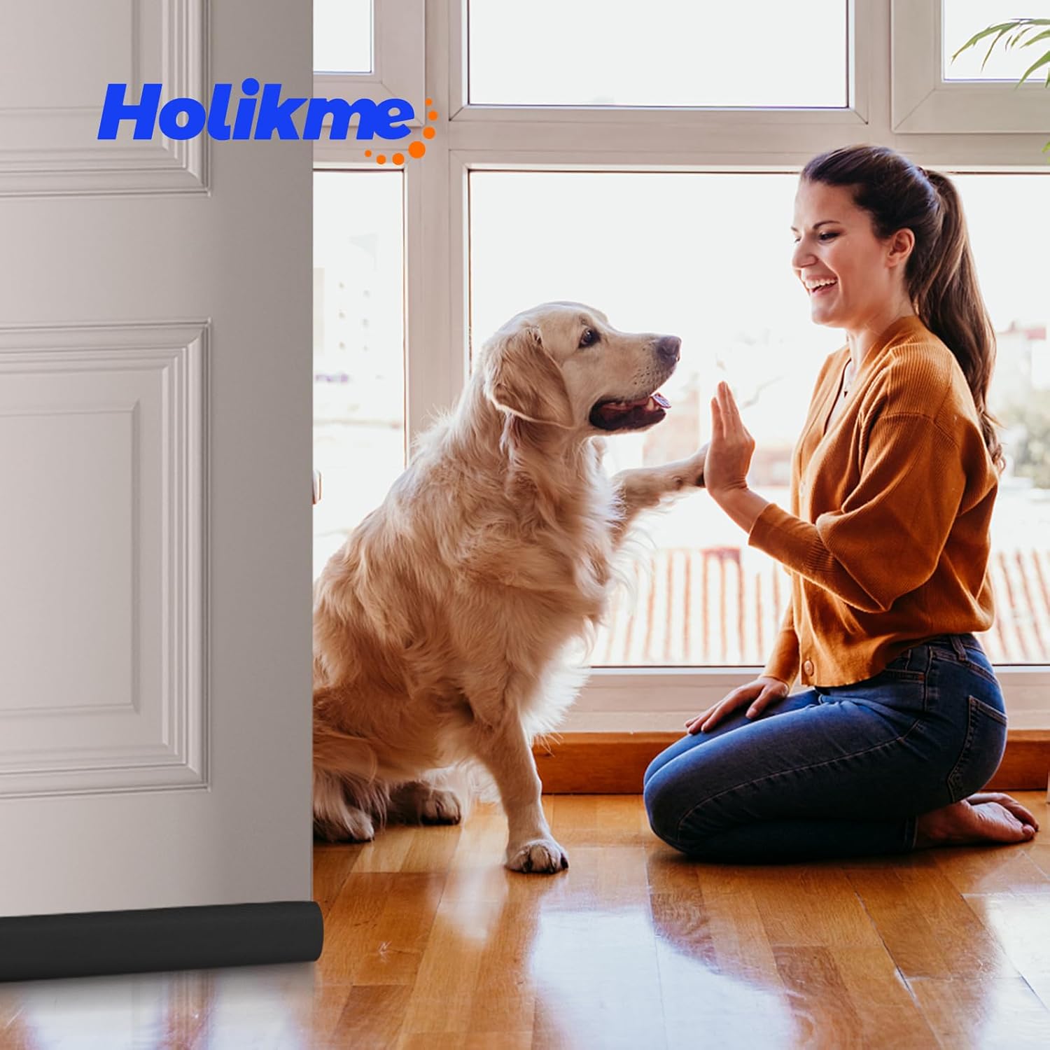 Holikme Adjustable Door Draft Stopper Black
