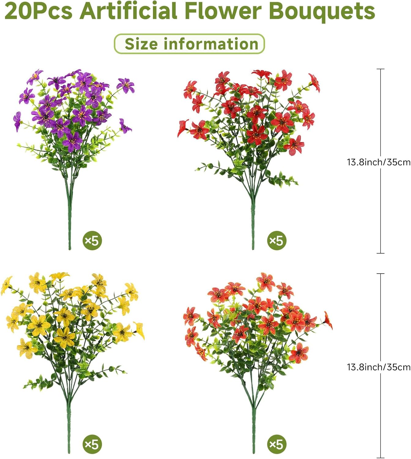 SHareconn Artificial Flowers for Outdoor Spring Decorations