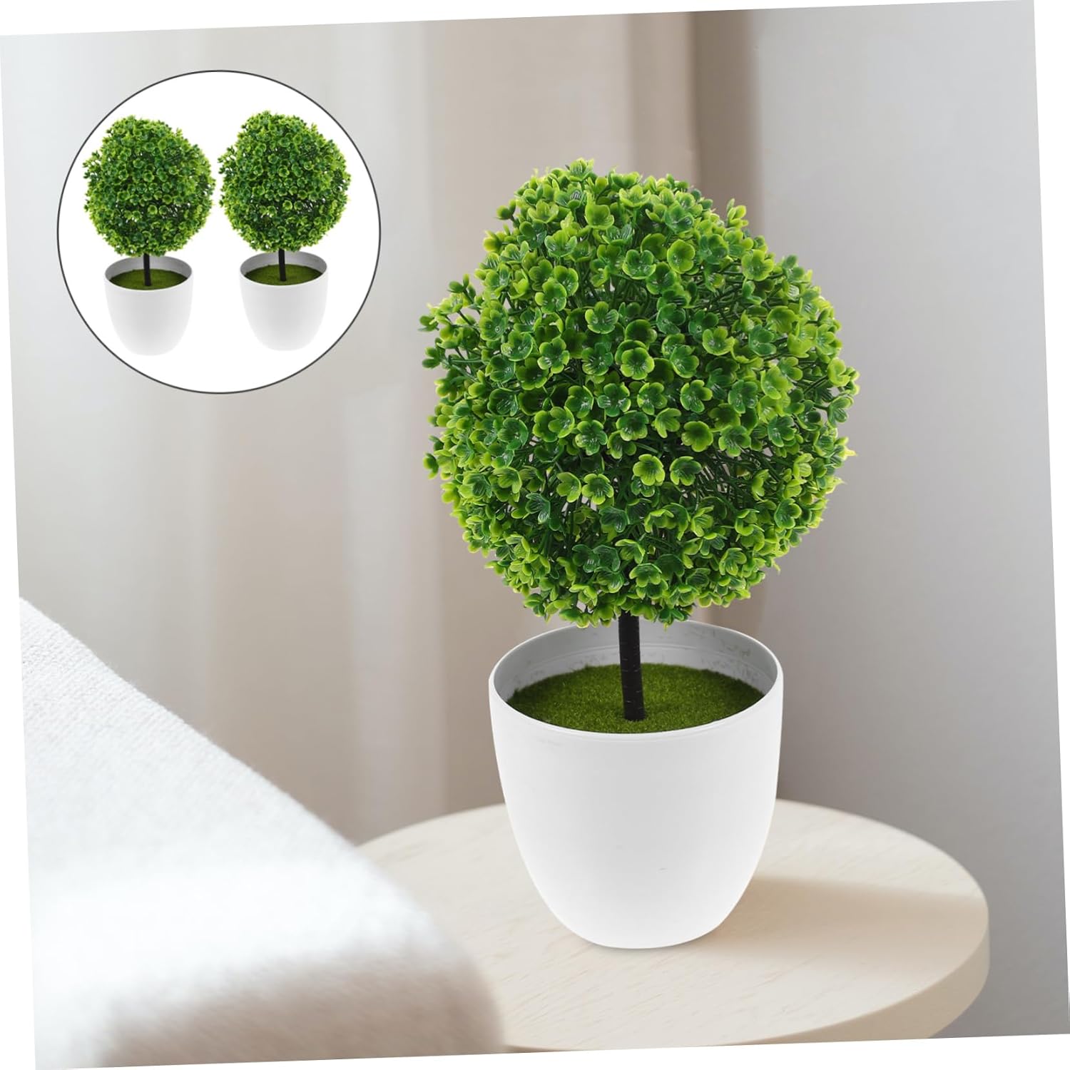 2Pcs Green Plastic Flower Ball Artificial Topiary Decor
