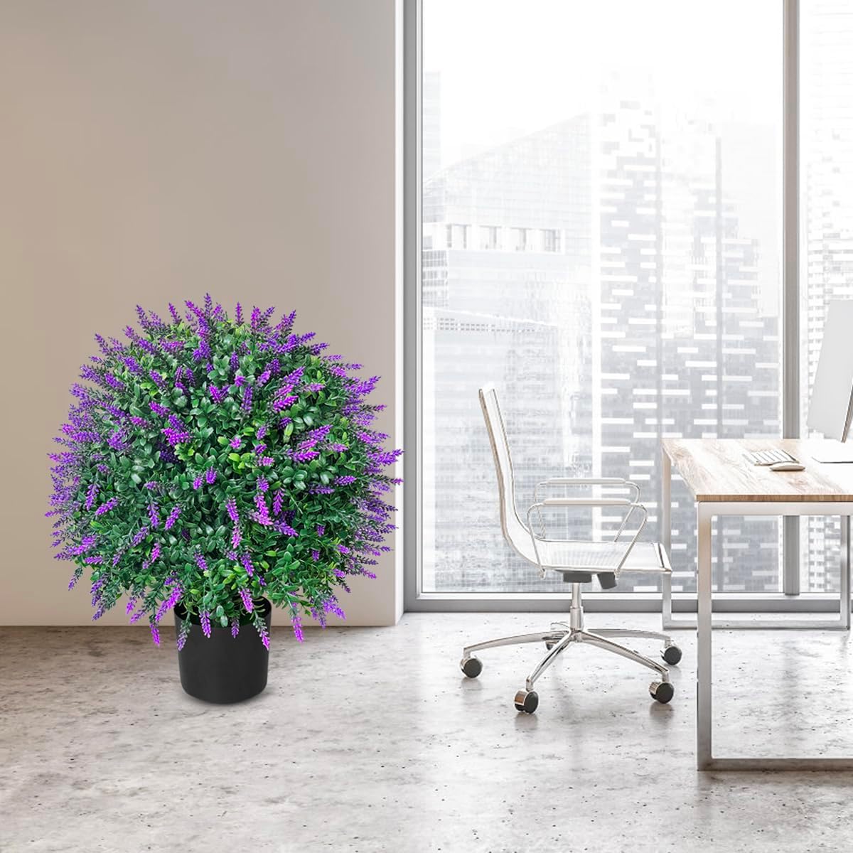 WAYNHUI Artificial Lavender Topiary Ball Trees Set of 2