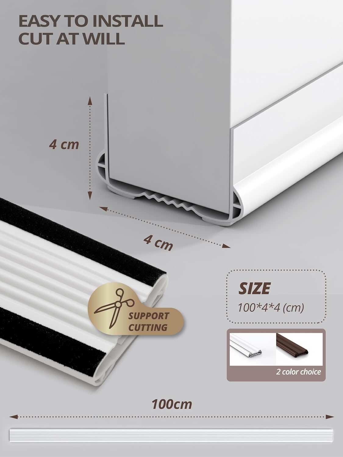 39 Inch Under Door Draft Stopper with Adjustable Cut
