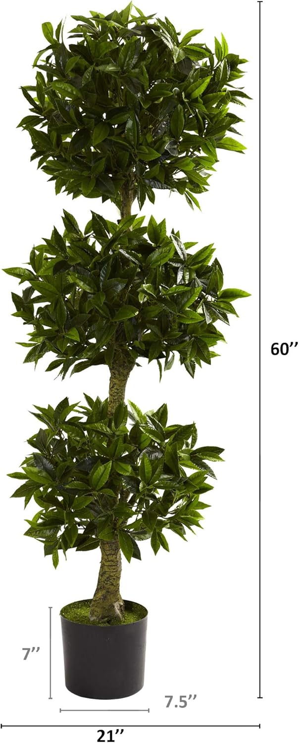 Nearly Natural 5ft Triple Bay Leaf Topiary UV Resistant