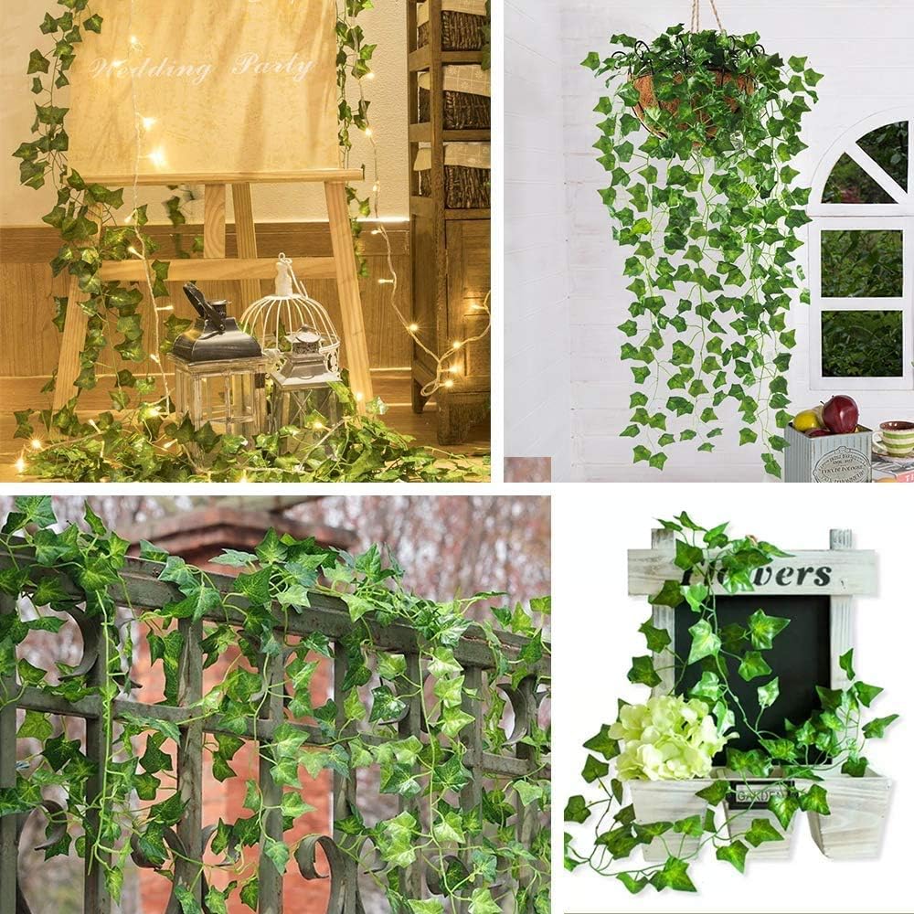 CQURE 14 Pack Artificial Ivy Garland 98 Ft UV Resistant Leaves