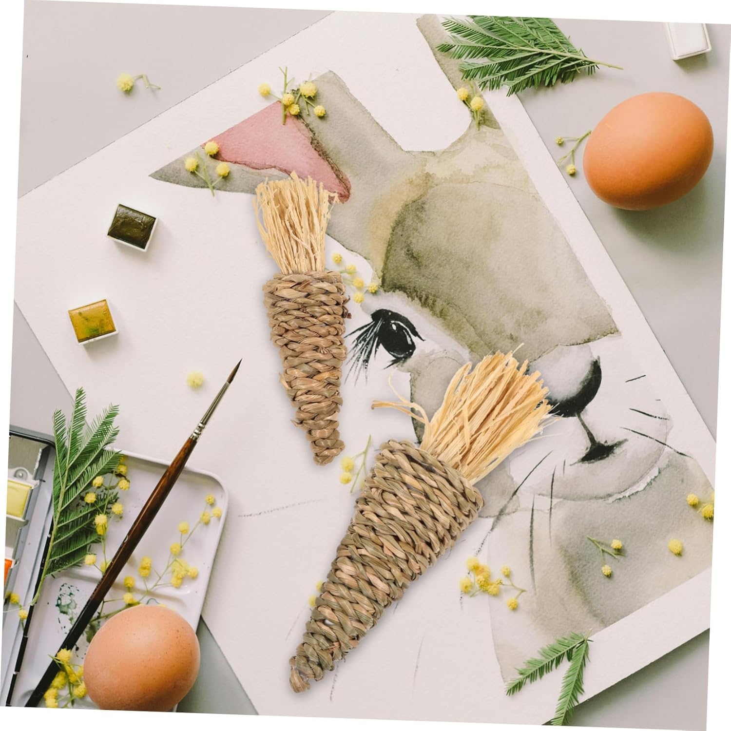 Zerodeko 8pcs Easter Woven Carrot Hanging Ornaments
