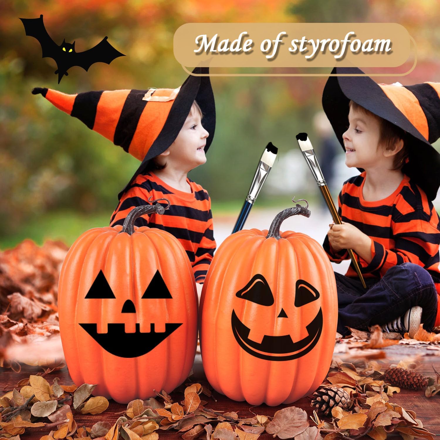 Artmag 8 Inch Artificial Pumpkins 2PCS Fall Decor