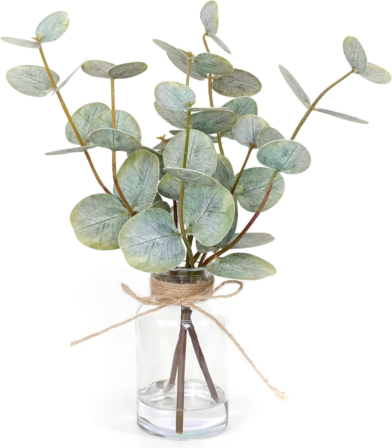 Artificial Eucalyptus Stems in Glass Vase with Faux Water 3Pcs