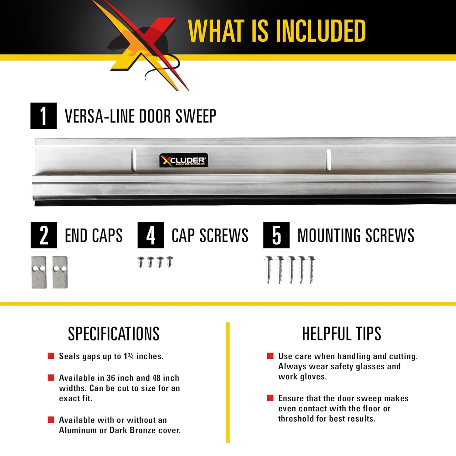 Xcluder 36 In Versa Line Rodent Proof Door Sweep Mill Aluminum