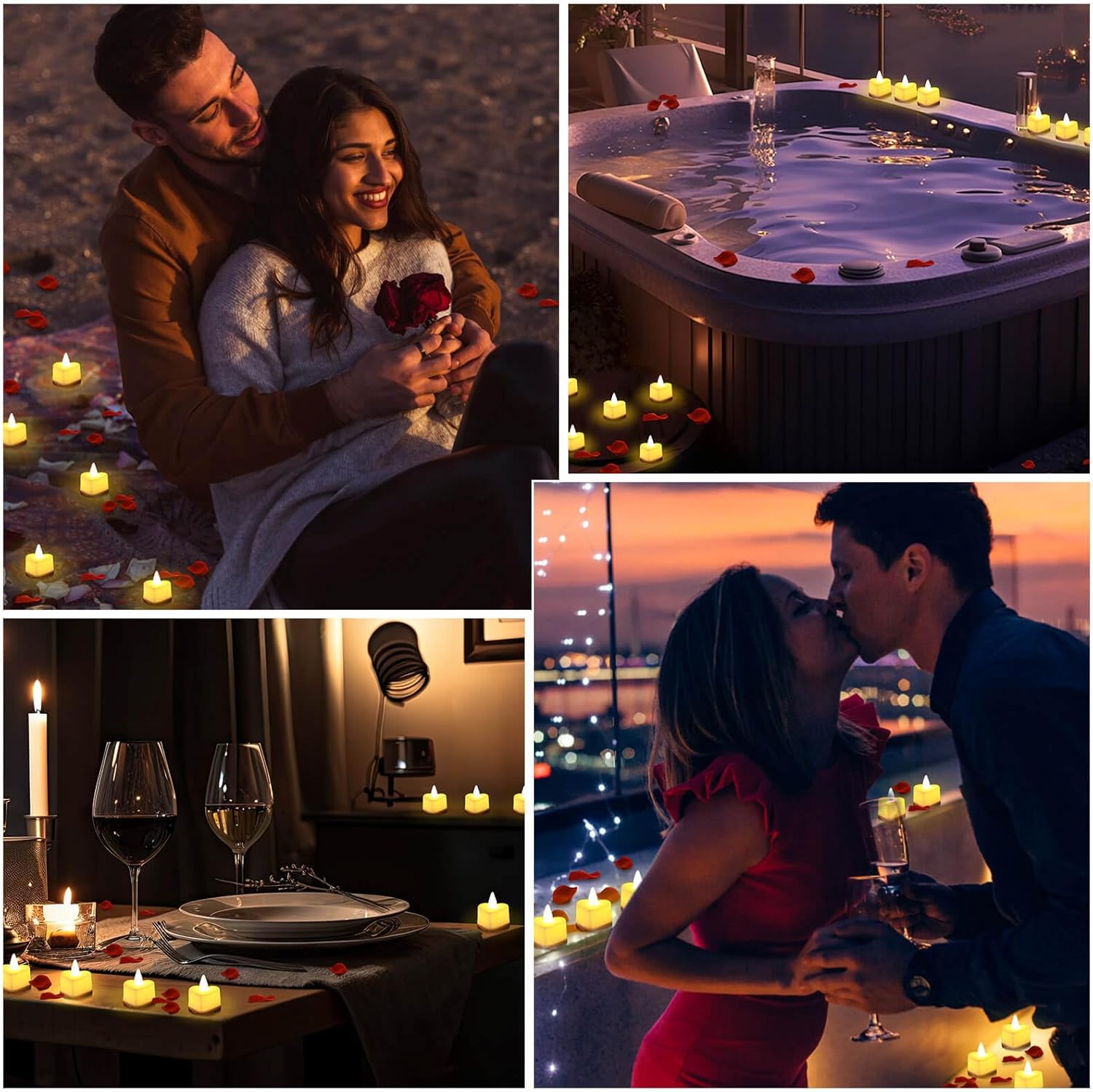 Acejoz Rose Petals and Candles Set for Romantic Decorations