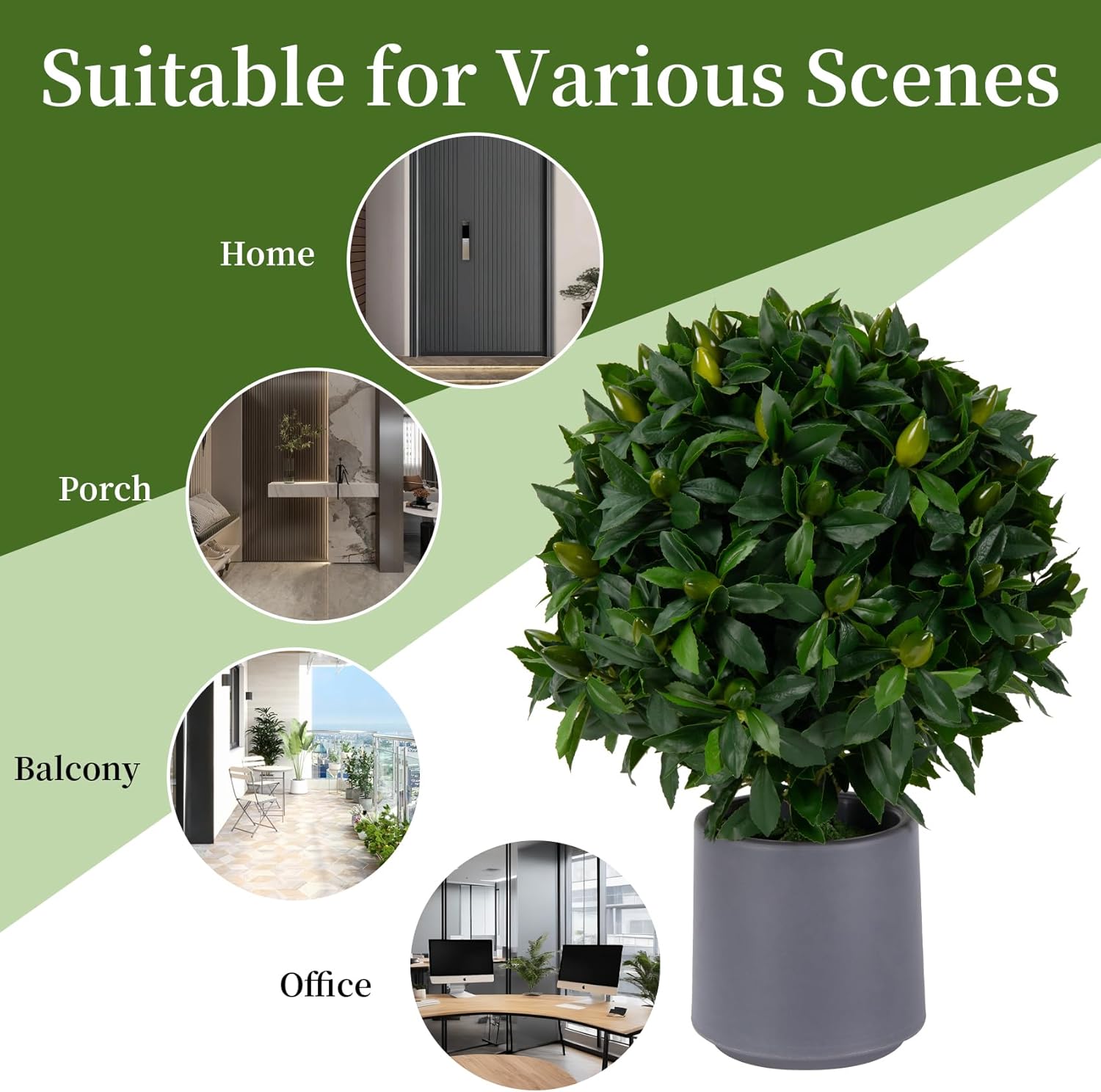 Lifelike Artificial Topiary Ball Set of 2 with Fruits