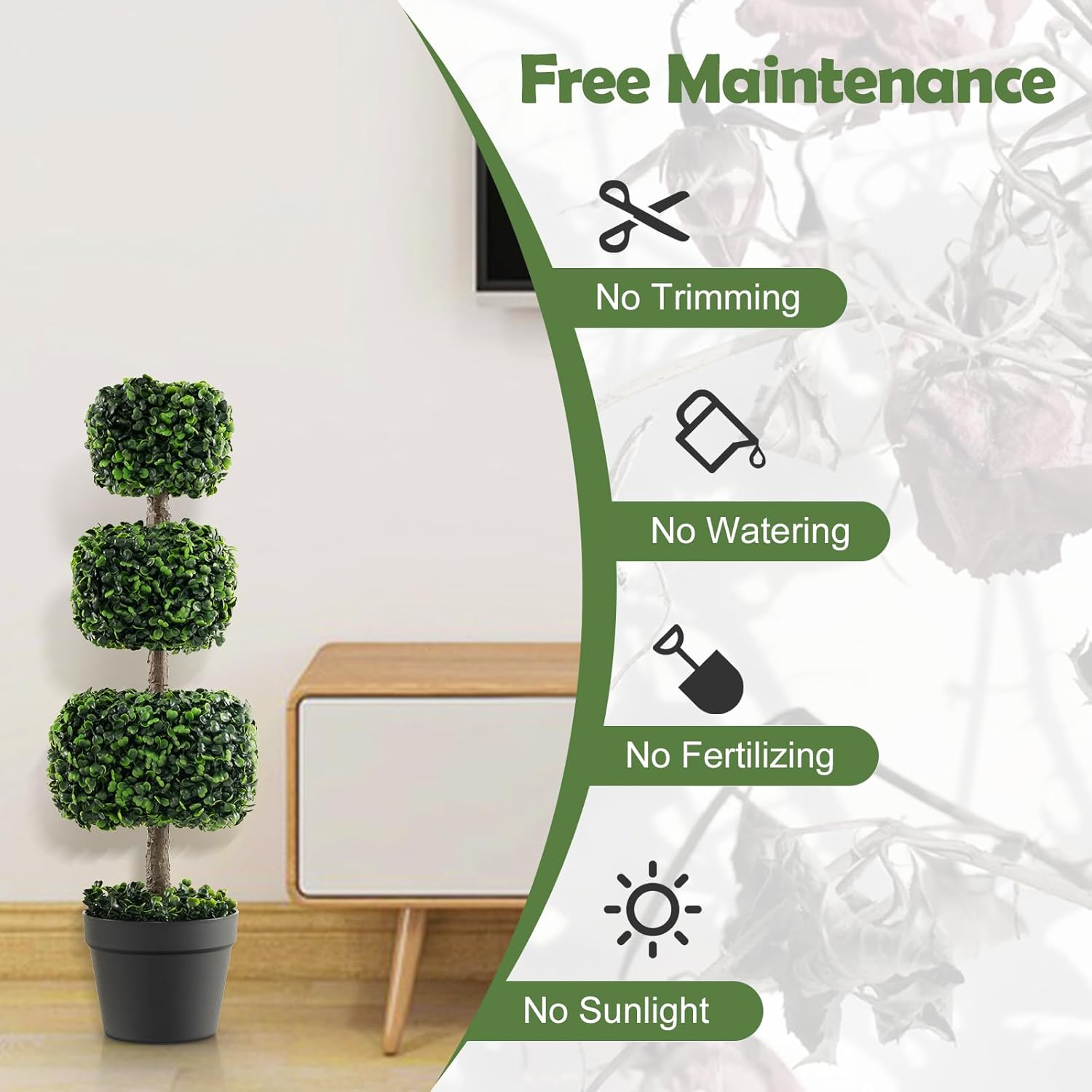 Goplus 35 Inch Artificial Boxwood Topiary Tree
