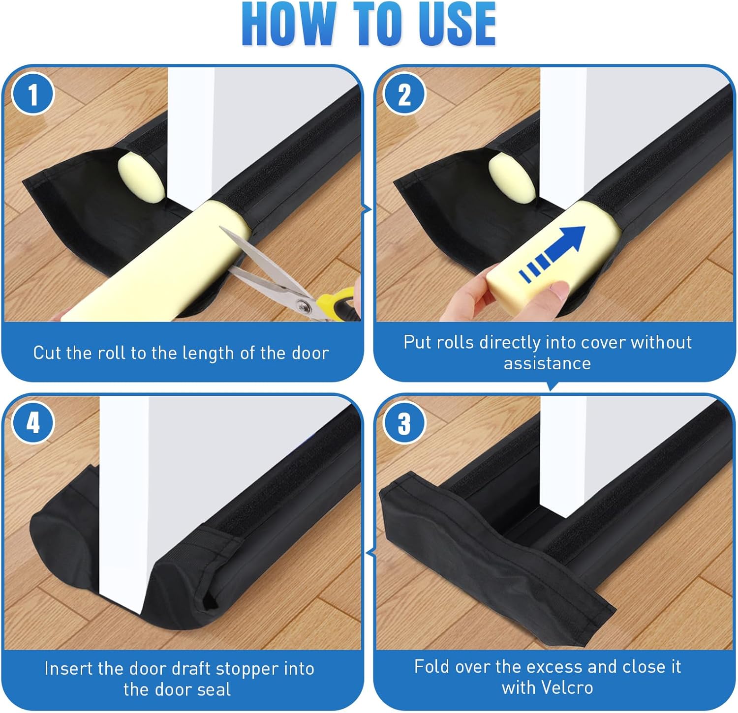 BlissTrends Door Draft Stopper 36 Inch Black
